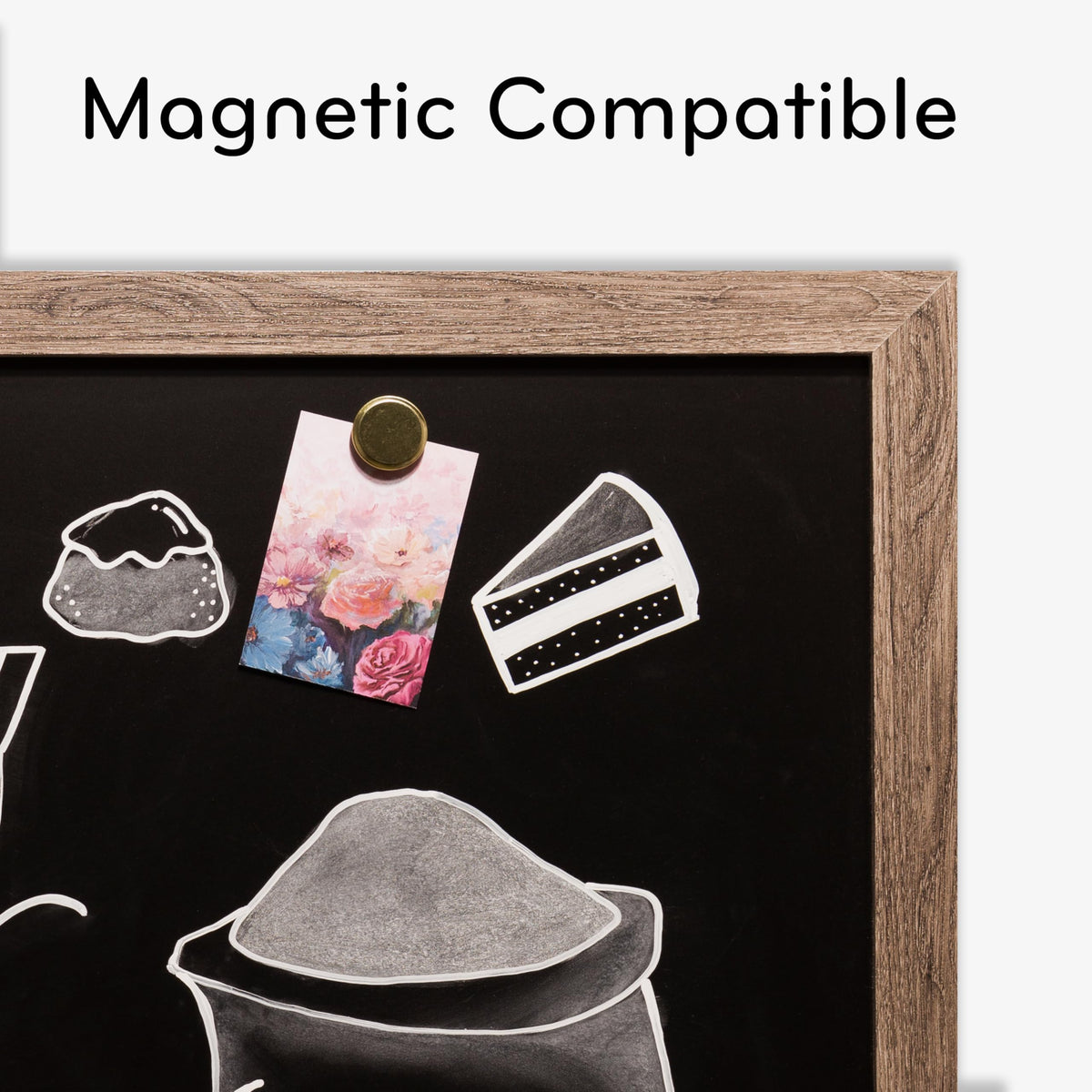 U Brands Magnetic Chalkboard, 36"x24", Rustic Wood Frame, Premium Matte Surface