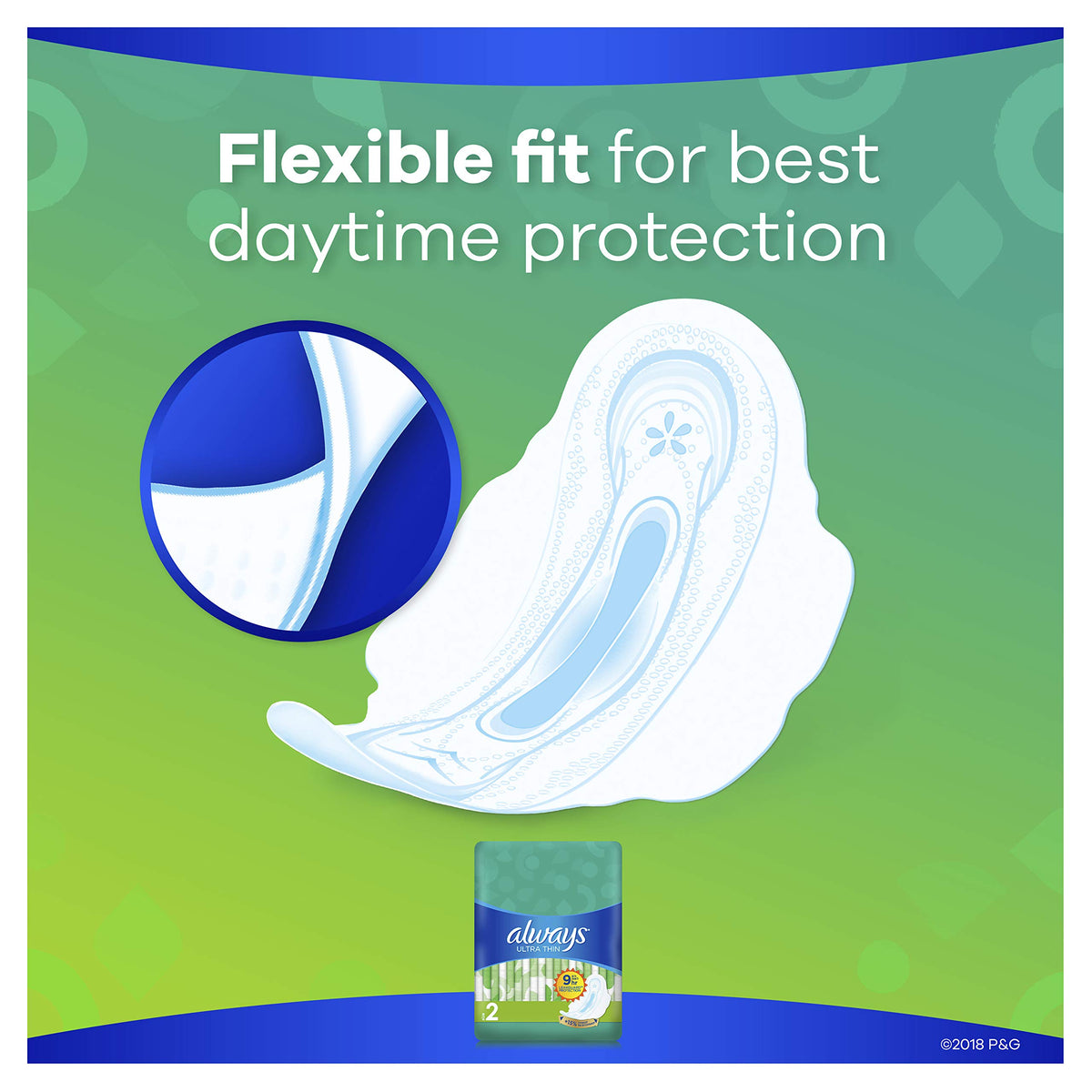 Always Ultra Thin Long/Super With Wings Unscented Pads, White, 16 Count