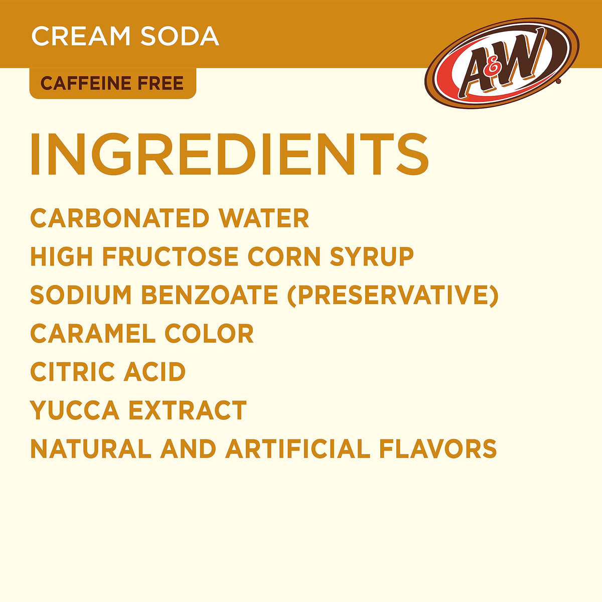 A&W Cream Soda, 12 fl oz cans, 12 pack
