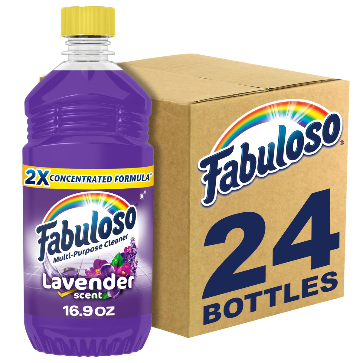Fabuloso All Purpose Cleaner Refill, Lavender, 405.6 Oz (16.9 Oz, 24 Pack) - Bulk Cleaning Supplies Bundle - Multi-Surface Cleaner, Mopping Solution - Office Supplies (153105)