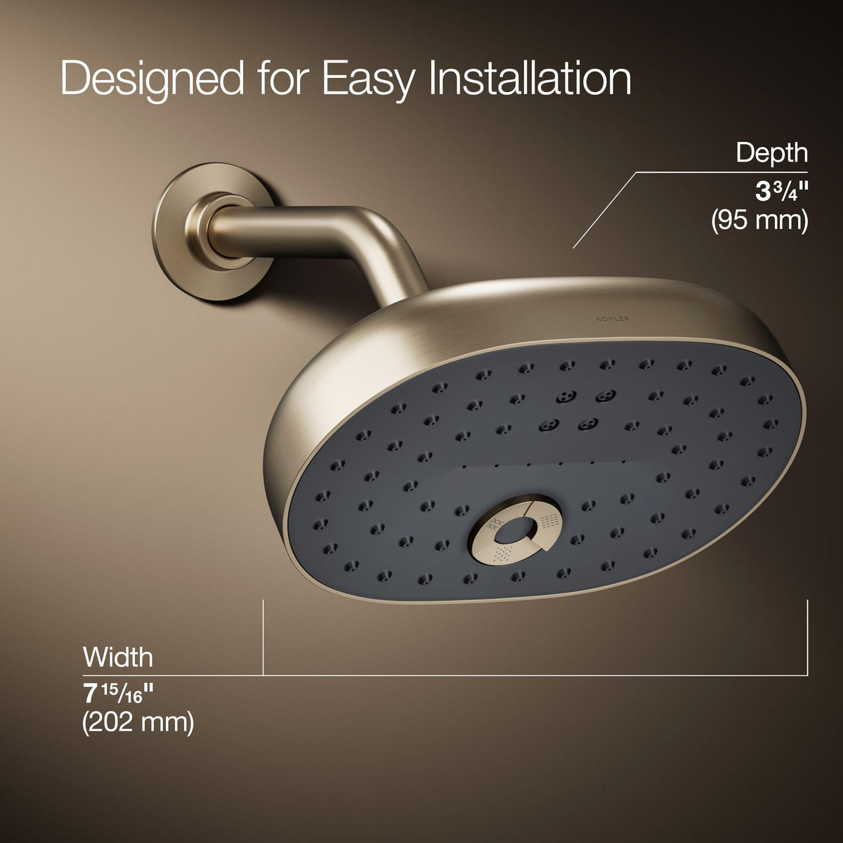 Kohler 26290-BV Statement® Three-function showerhead, 2.5 gpm, Vibrant Brushed Bronze