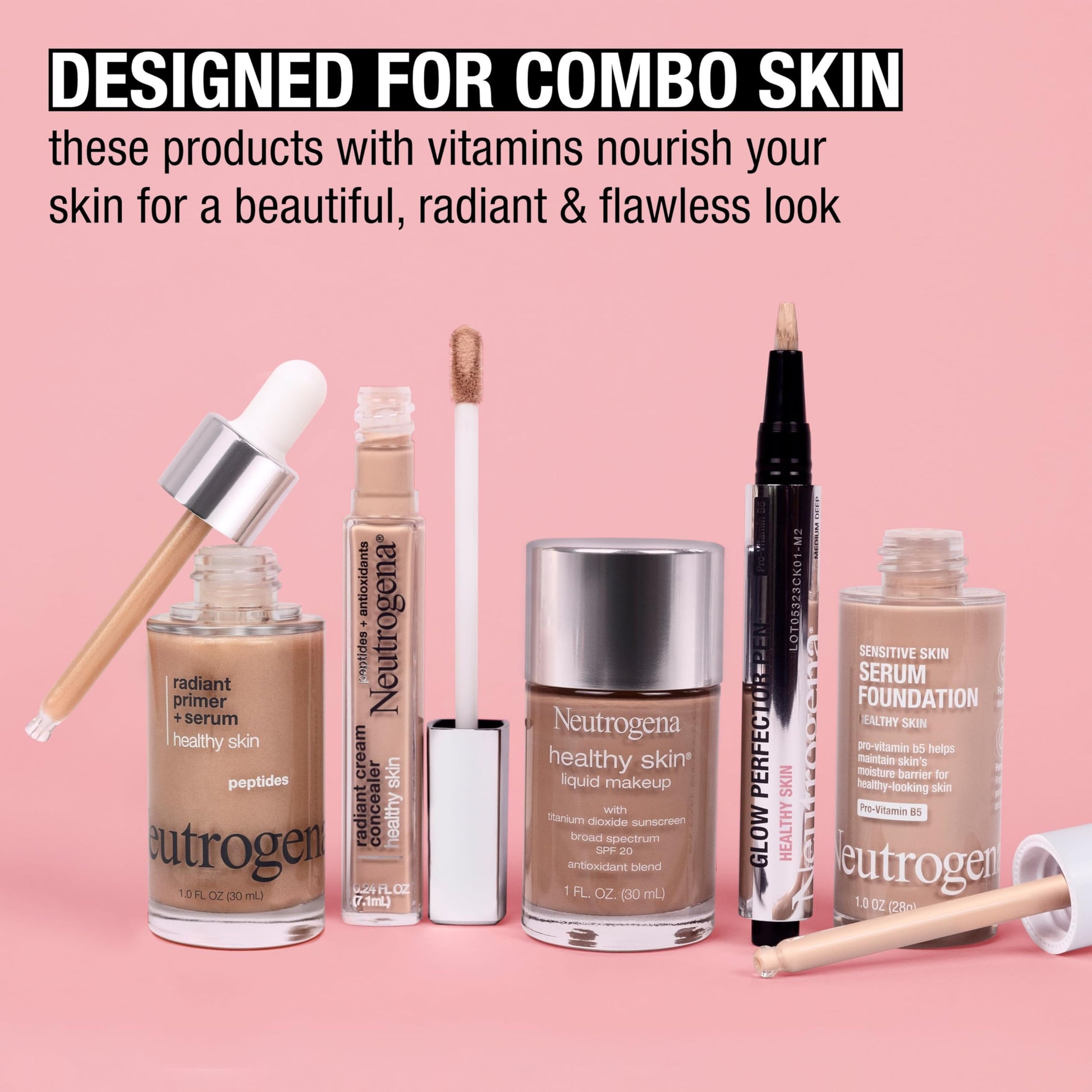 Neutrogena Healthy Skin Glow Perfector Concealer Pen, Lightweight Liquid Makeup for Face with Pro-Vitamin B5 & Vitamin E for a Radiant Finish, Tan, 0.1 oz