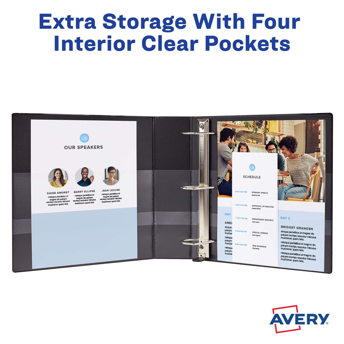 Avery TouchGuard Protection 3 Ring Binder, Customizable Cover, 4 Inch Slant Rings, 1 White Binder (17145)