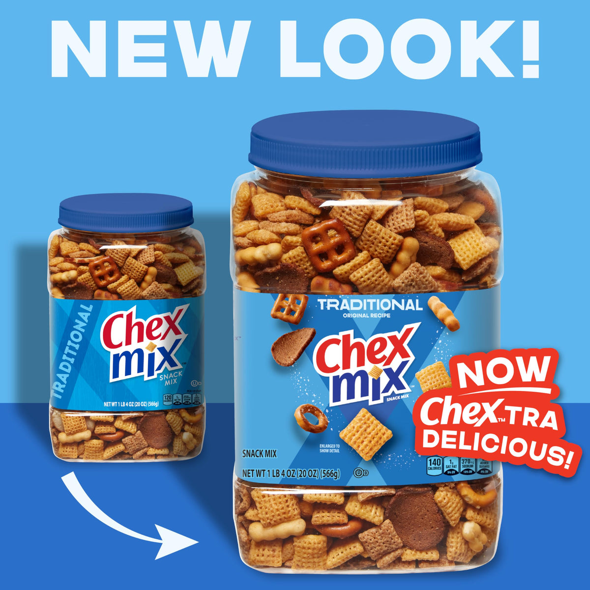 Chex Mix Traditional Original Recipe Snack Mix, Snacks, Tub, 20 oz
