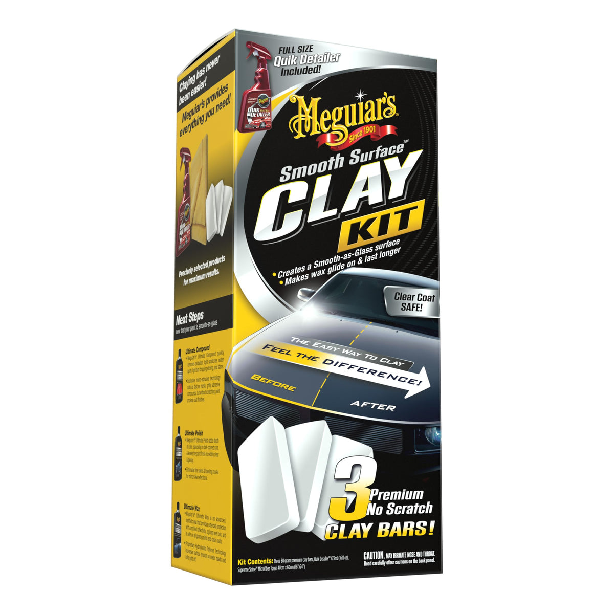Meguiar's G191700 Smooth Surface Clay Kit, Safe and Easy Car Claying for Smooth as Glass Finish
