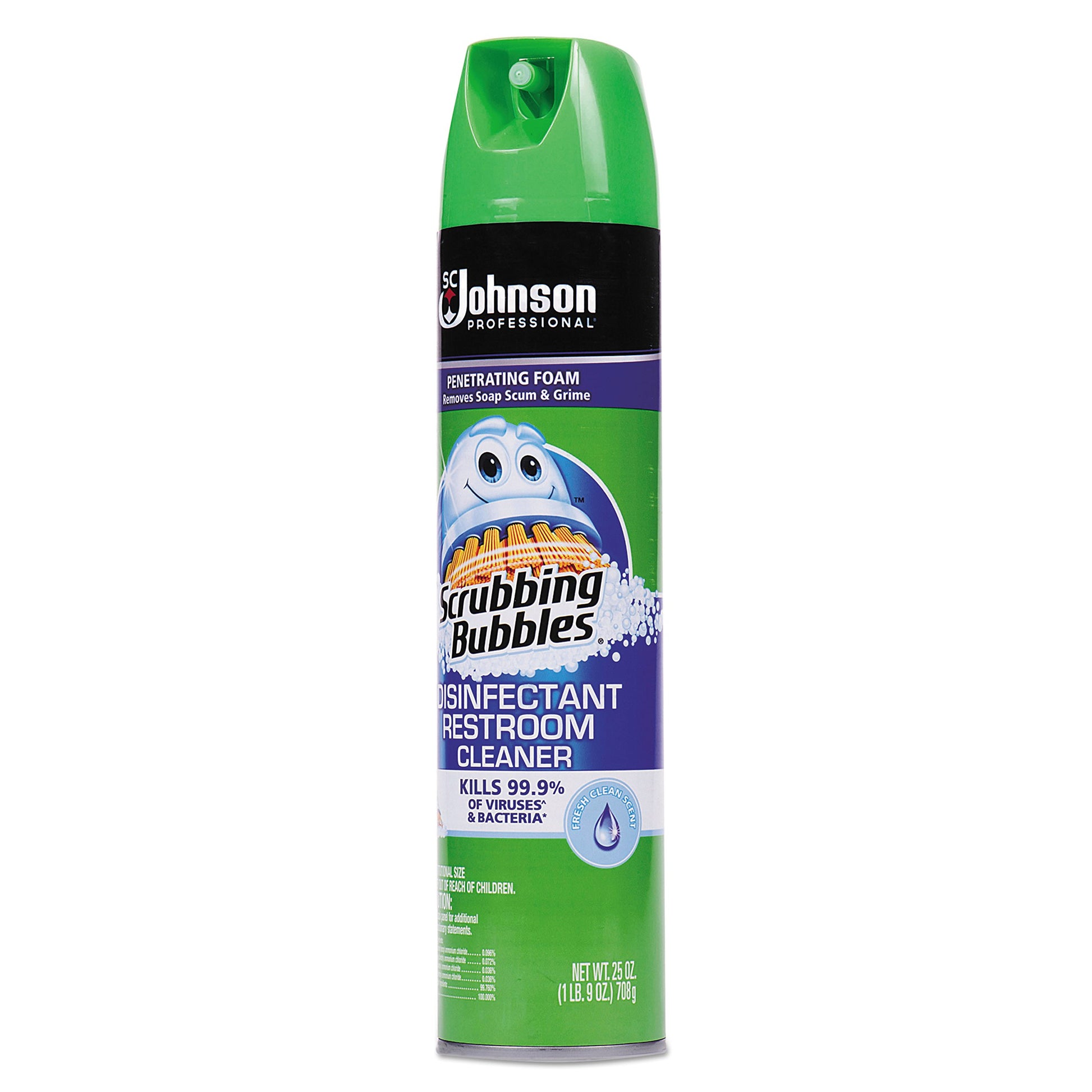 Scrubbing Bubbles 682264 Multi Surface Bathroom Cleaner, Clean Fresh Scent, 25 oz Aerosol Can (Case of 12)