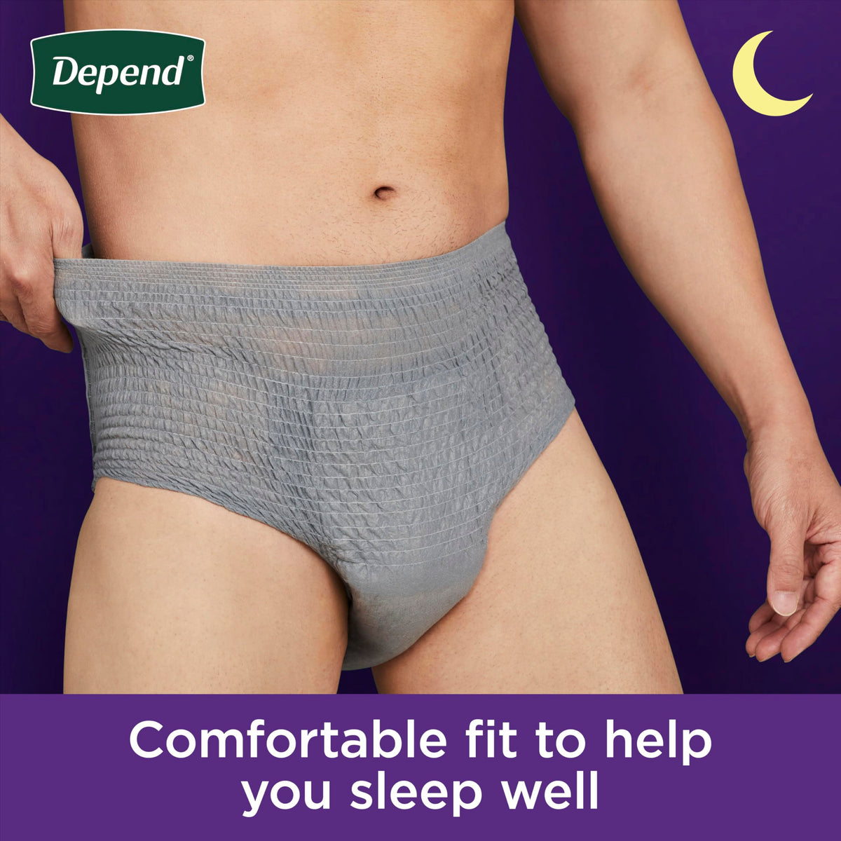 Depend Night Defense Adult Diapers, Incontinence Underwear for Men, Disposable, Overnight, Large, Grey, 14 Count, Packaging May Vary