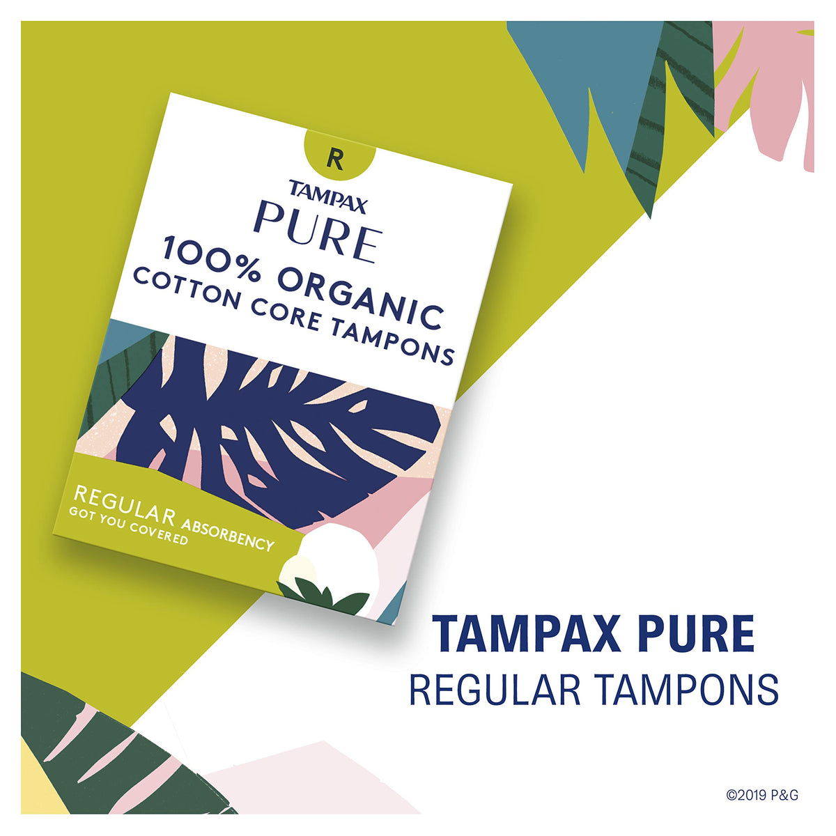Tampax Pure 100% Organic Cotton Core Regular Absorbency Tampons - 16 ct