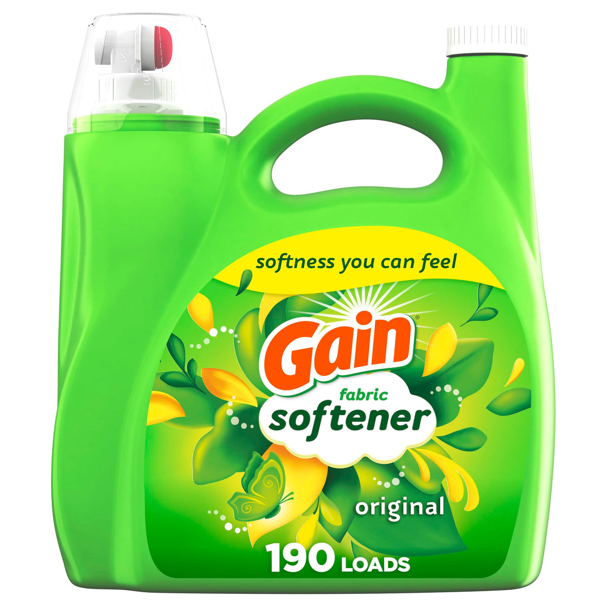 Gain Fabric Softener, Original Scent, 140 fl oz, 190 Loads, HE Compatible, Packaging may vary
