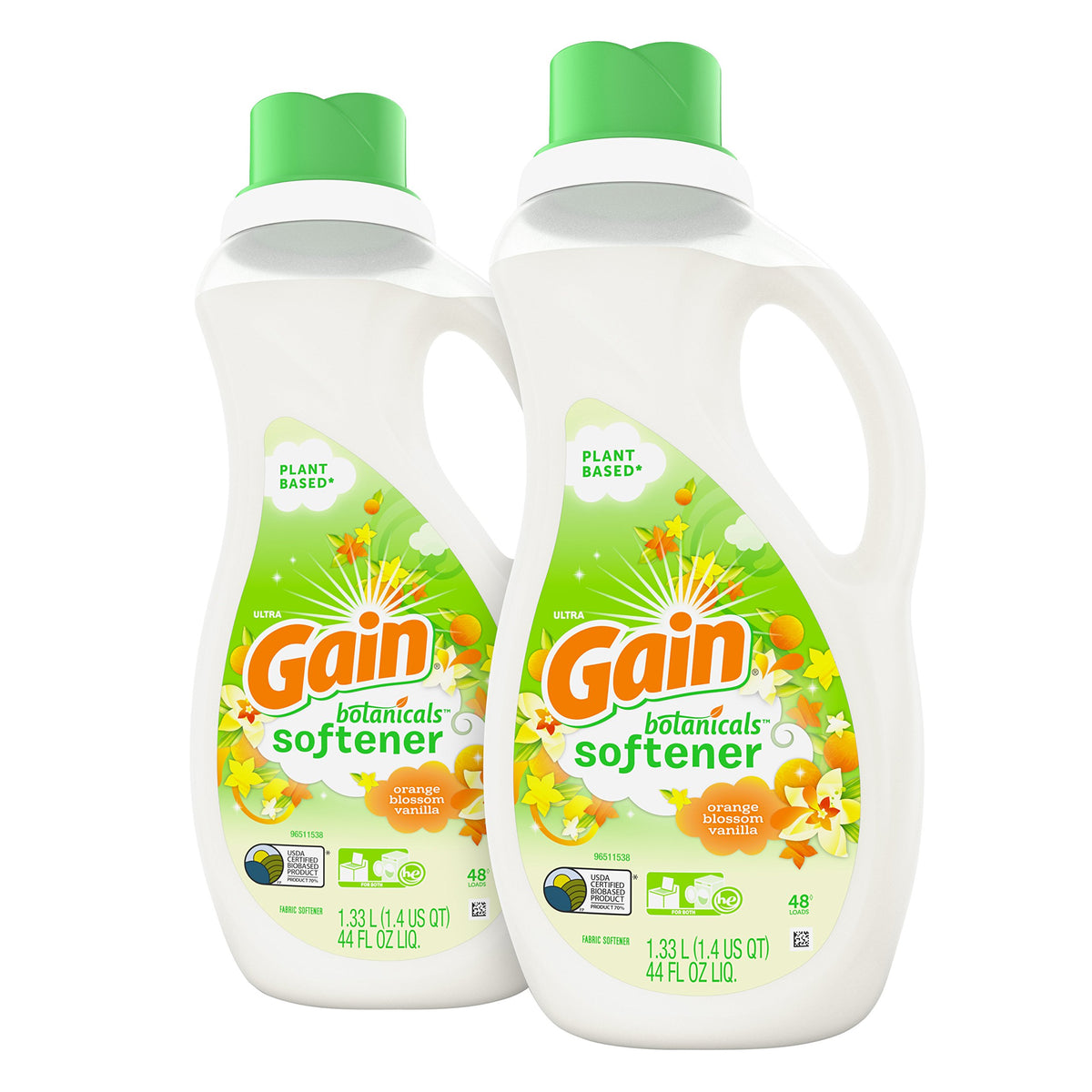 Gain Botanicals Liquid Fabric Conditioner (Fabric Softener), Orange Blossom Vanilla, 44 Fl Oz (Pack of 2)