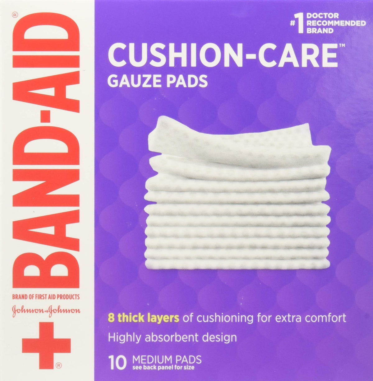 Band-aid Brand Cushion Care Non-stick Gauze Pads Individually-wrapped, Medium 3 in X 3 Inch, 10 Count (pack of 24)