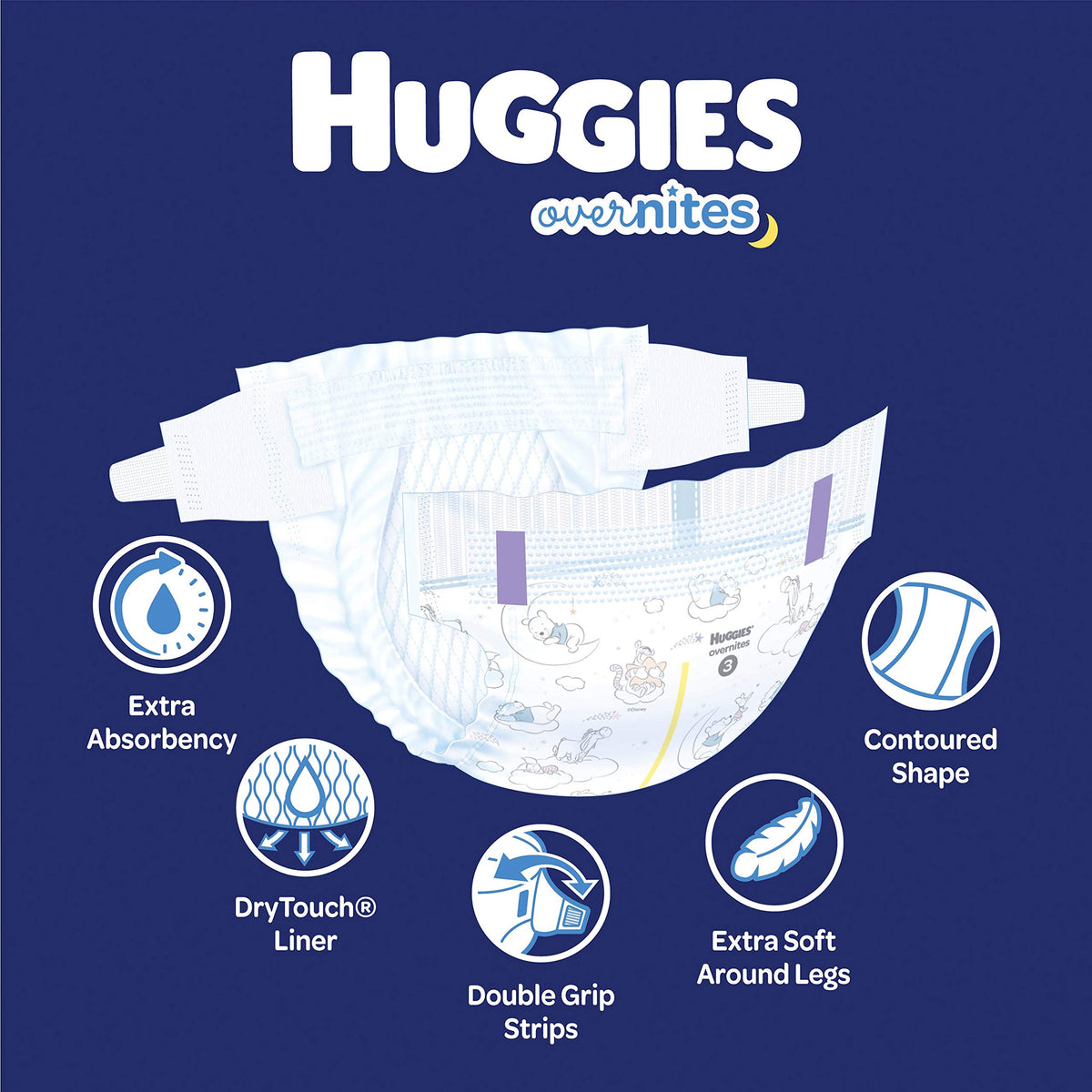 Huggies Overnites Diapers, Size 5