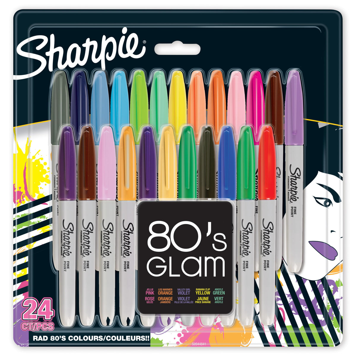 Sharpie Fine Point Permanent Marker 80's Glam , Pack of 24