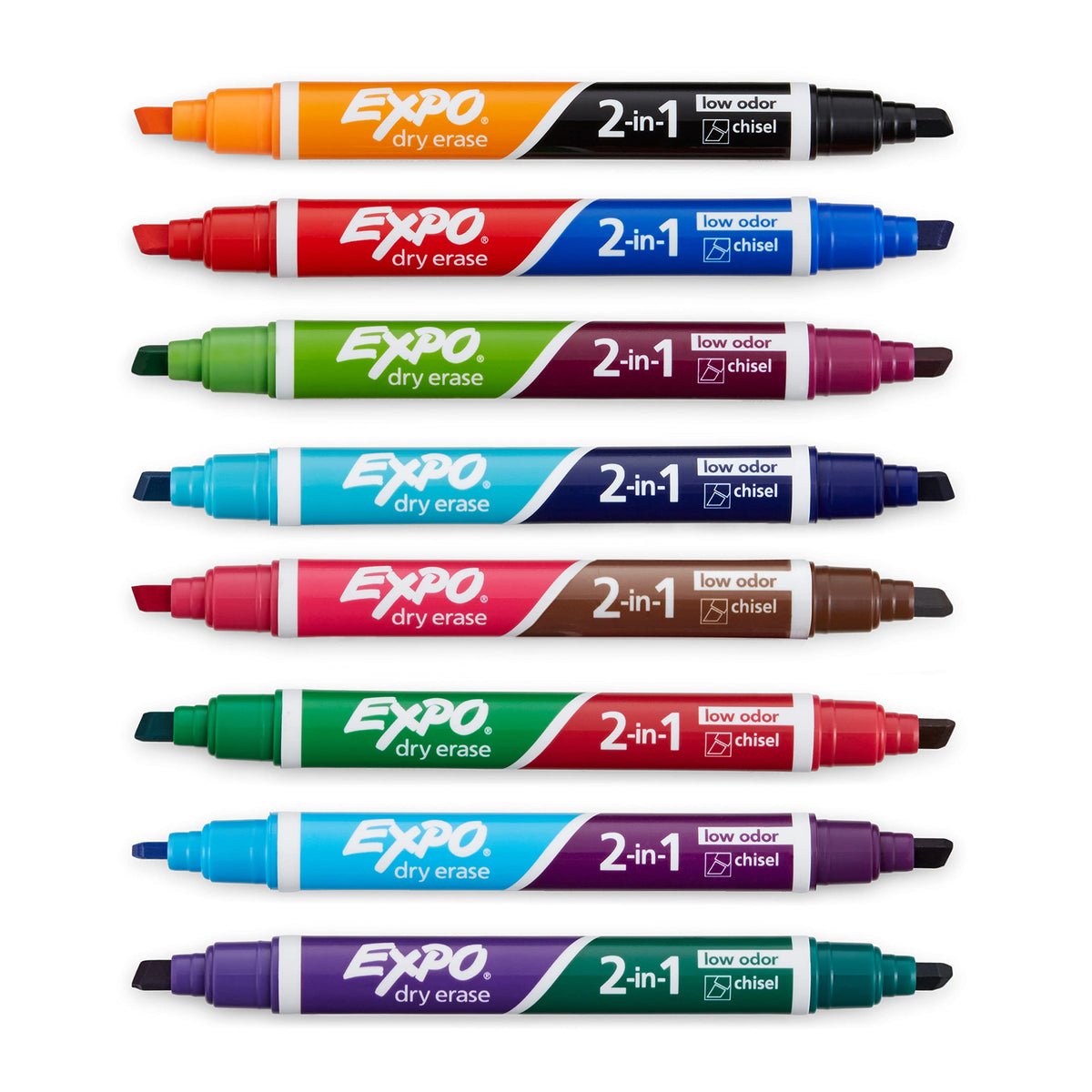 Expo® Dry Erase 2-in-1 Markers, Chisel Tip, Assorted, 8 Count