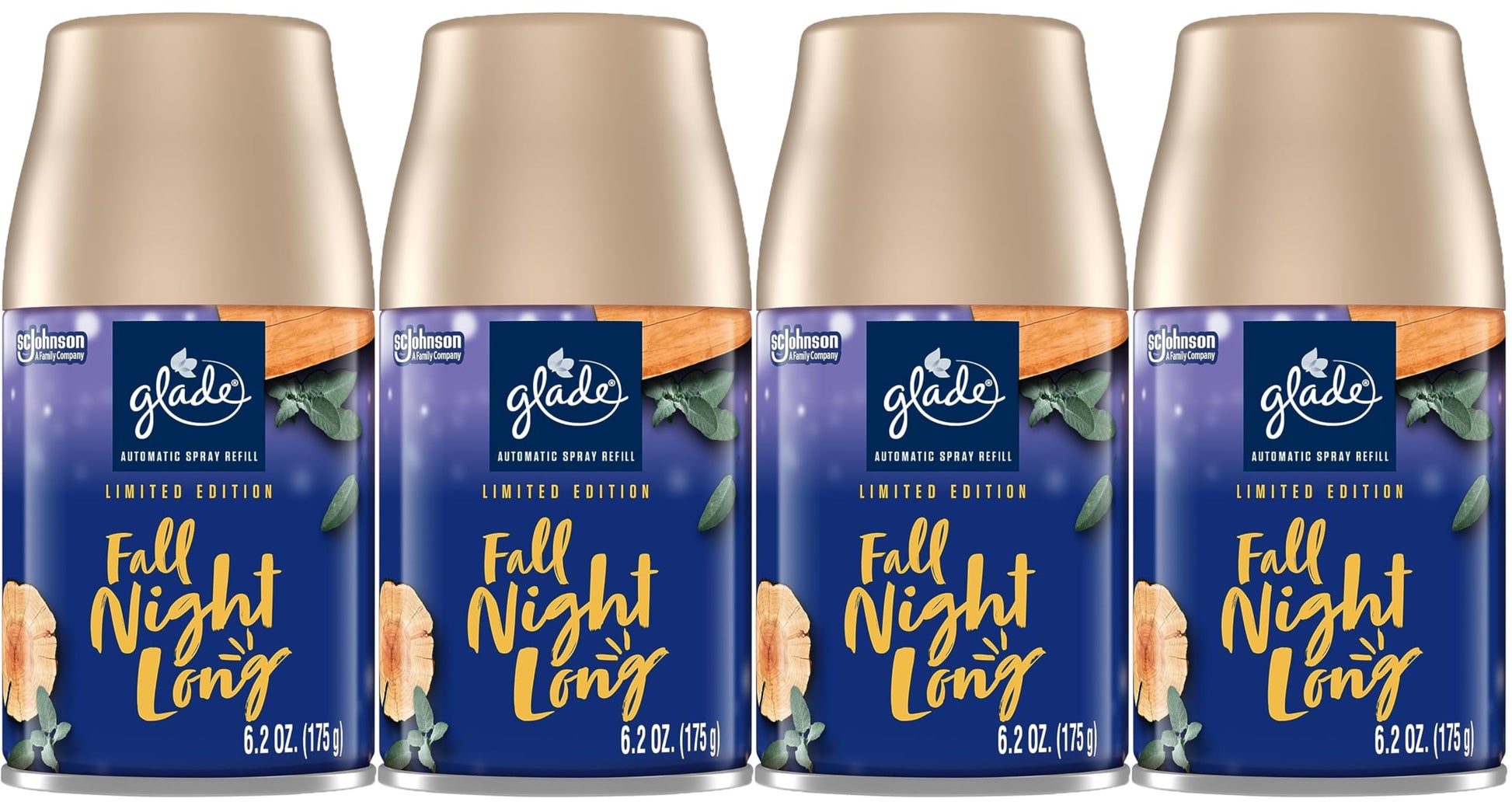 Glade Automatic Spray Refill, Air Freshener for Home and Bathroom, Fall Night Long, 6.2 Oz, 4 Cans