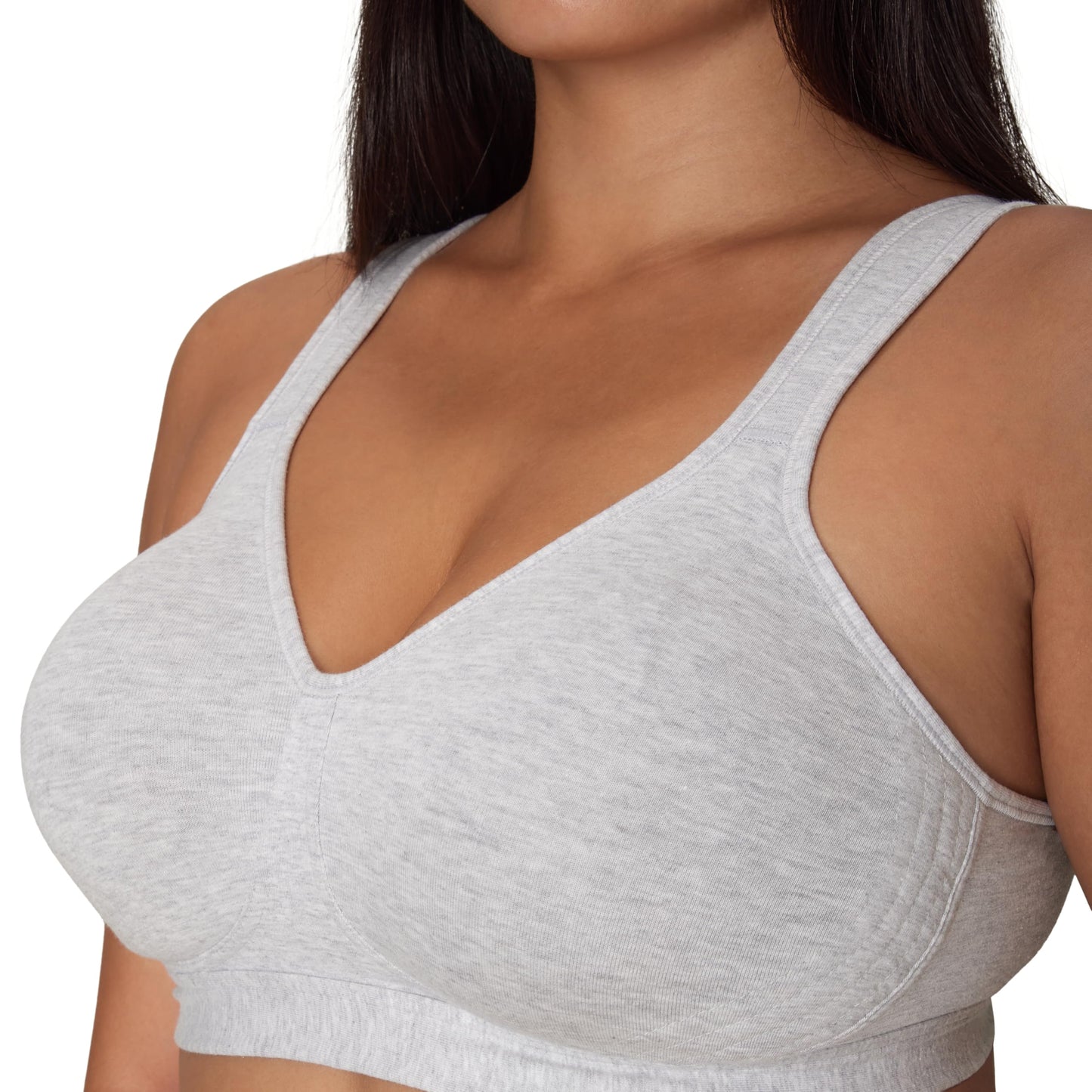 PLAYTEX Womens 18 Hour Ultimate Lift & Support Cotton Stretch Wireless Us474c Full Coverage Bra, Grey Heather, 38DD US