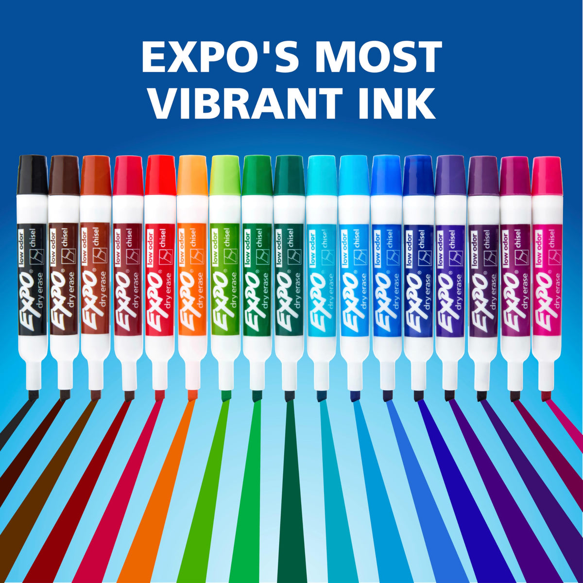 EXPO Low Odor Dry Erase Markers, Chisel Tip, Blue, 12 Count