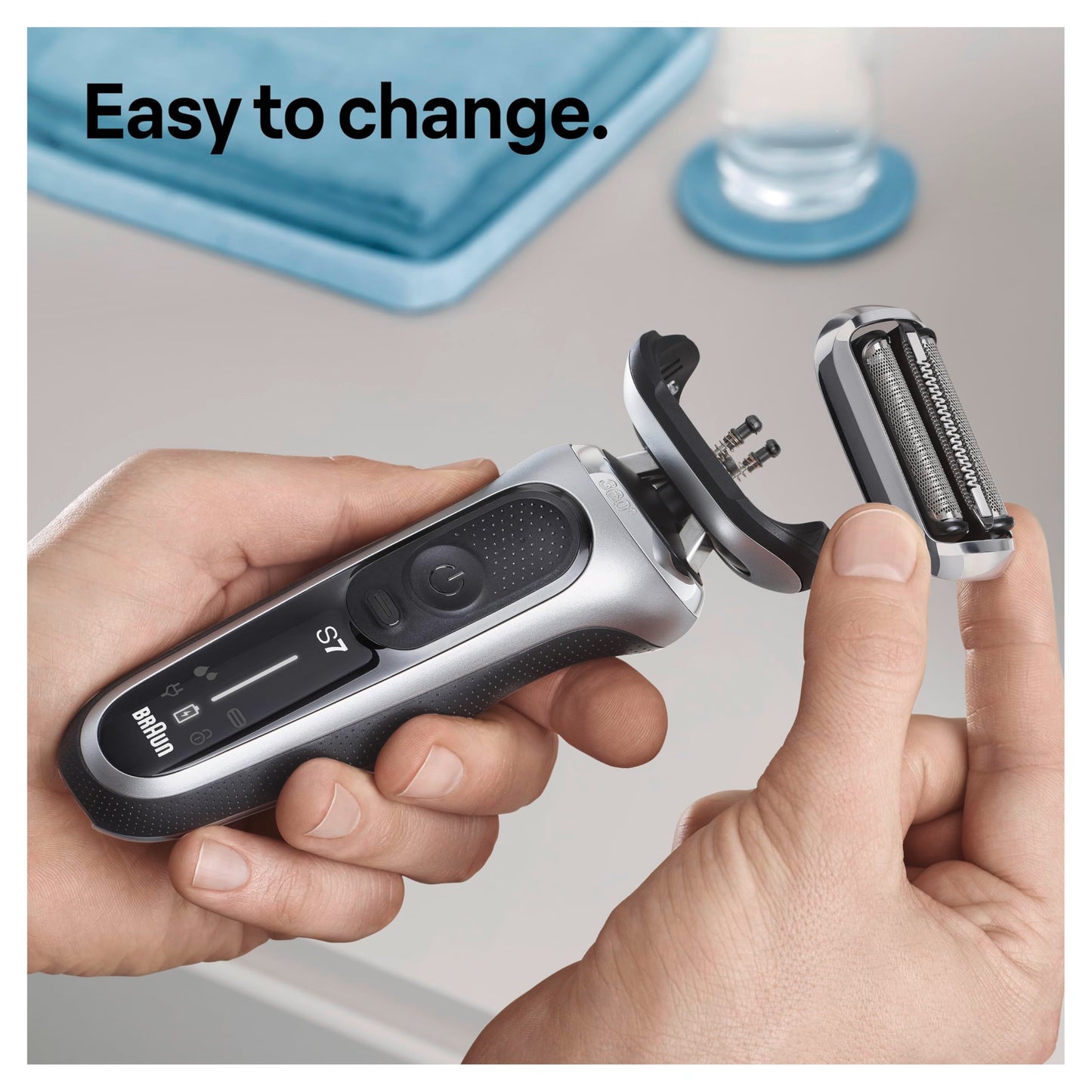 Braun Series 7 Electric Shaver Replacement Head, Easily Attach Your Shaver Head, Compatible with New Generation Series 7 Shavers, 73S, Silver