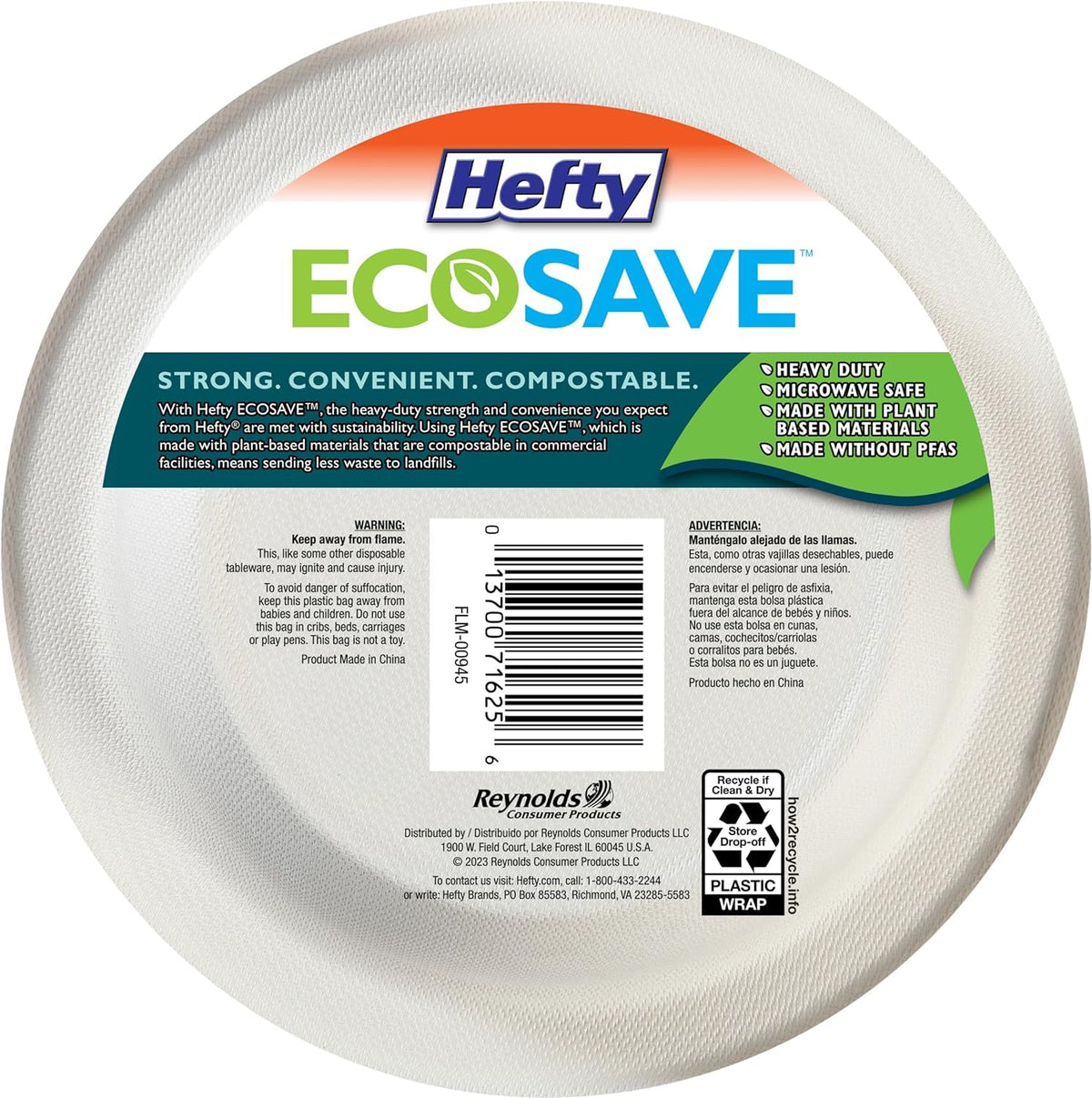 Hefty ECOSAVE Compostable Bowl, 16 Ounce, 25 Count (Pack of 12)