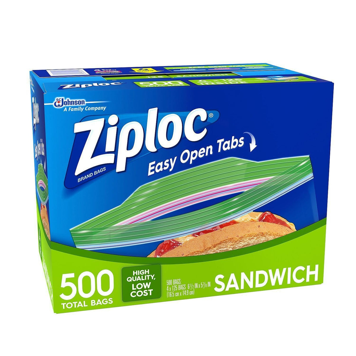 Ziploc Easy Open Tabs Sandwich Bags, 1000 CT