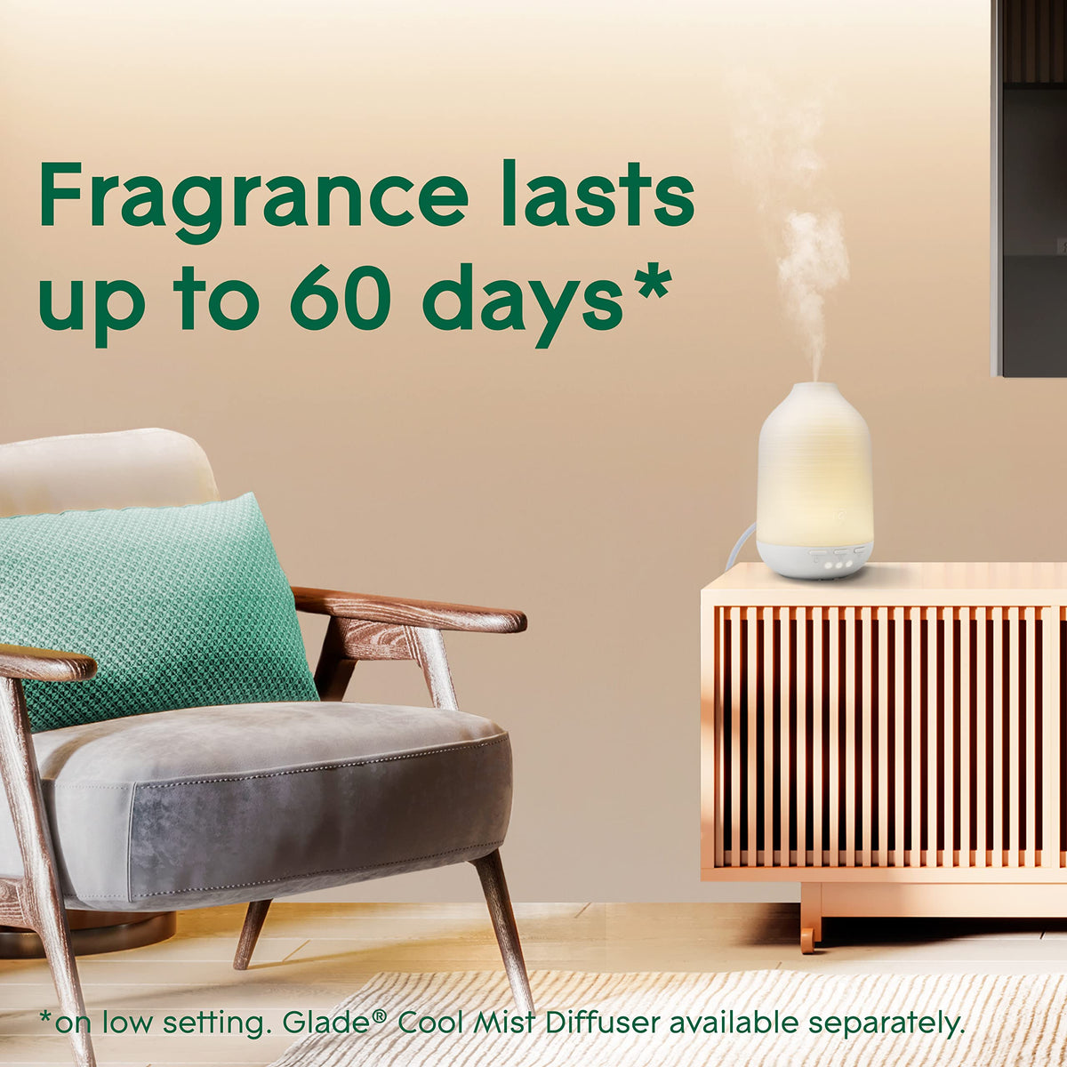 Glade Aromatherapy Essential Oil Diffuser Refill, Cool Mist Aromatherapy Diffuser& Air Freshener for Home, Calm Mind with Bergamot& Lemongrass Scent, 17.4 ml