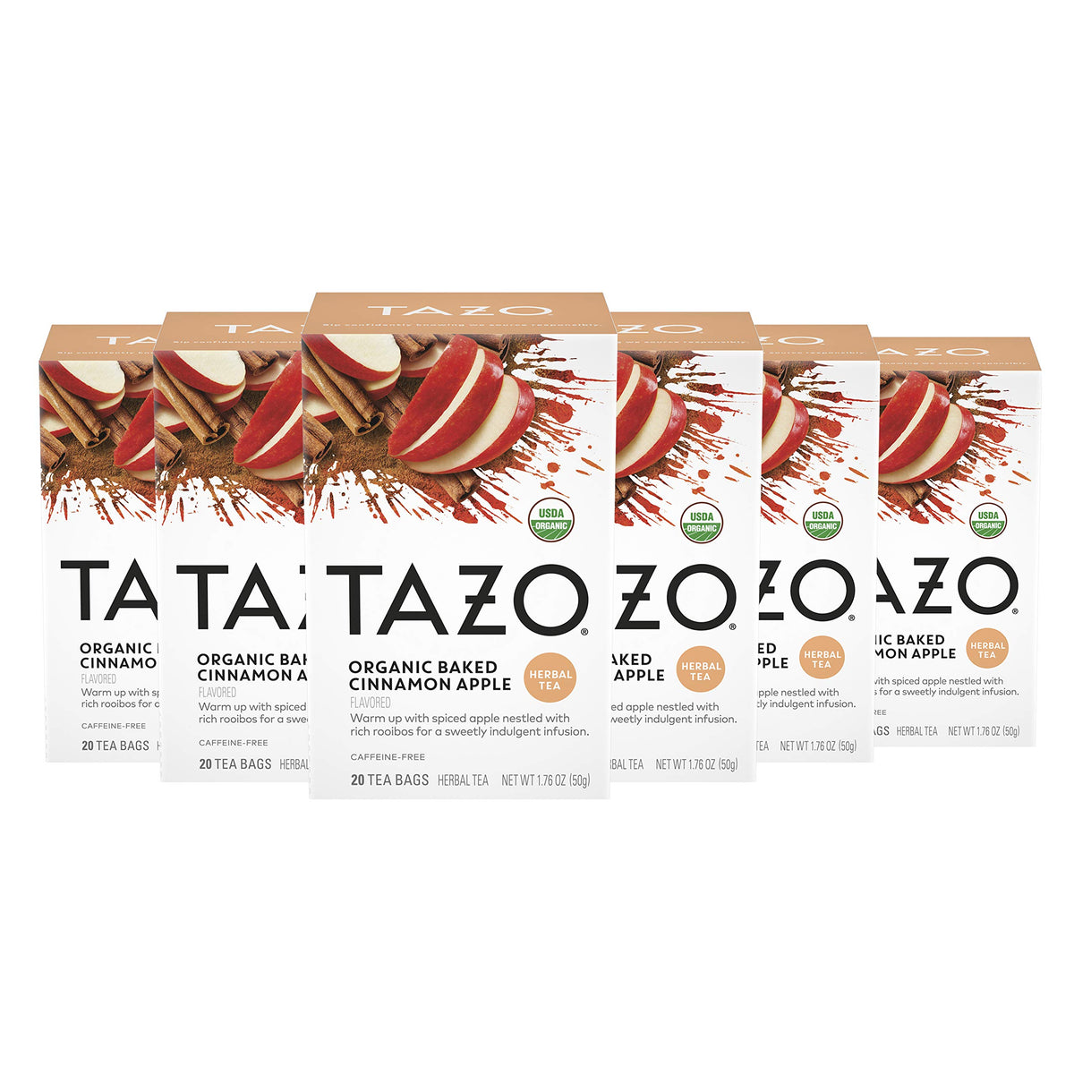 TAZO Organic Baked Cinnamon Apple Herbal Tea Bags, 20 Count(Pack of 6)