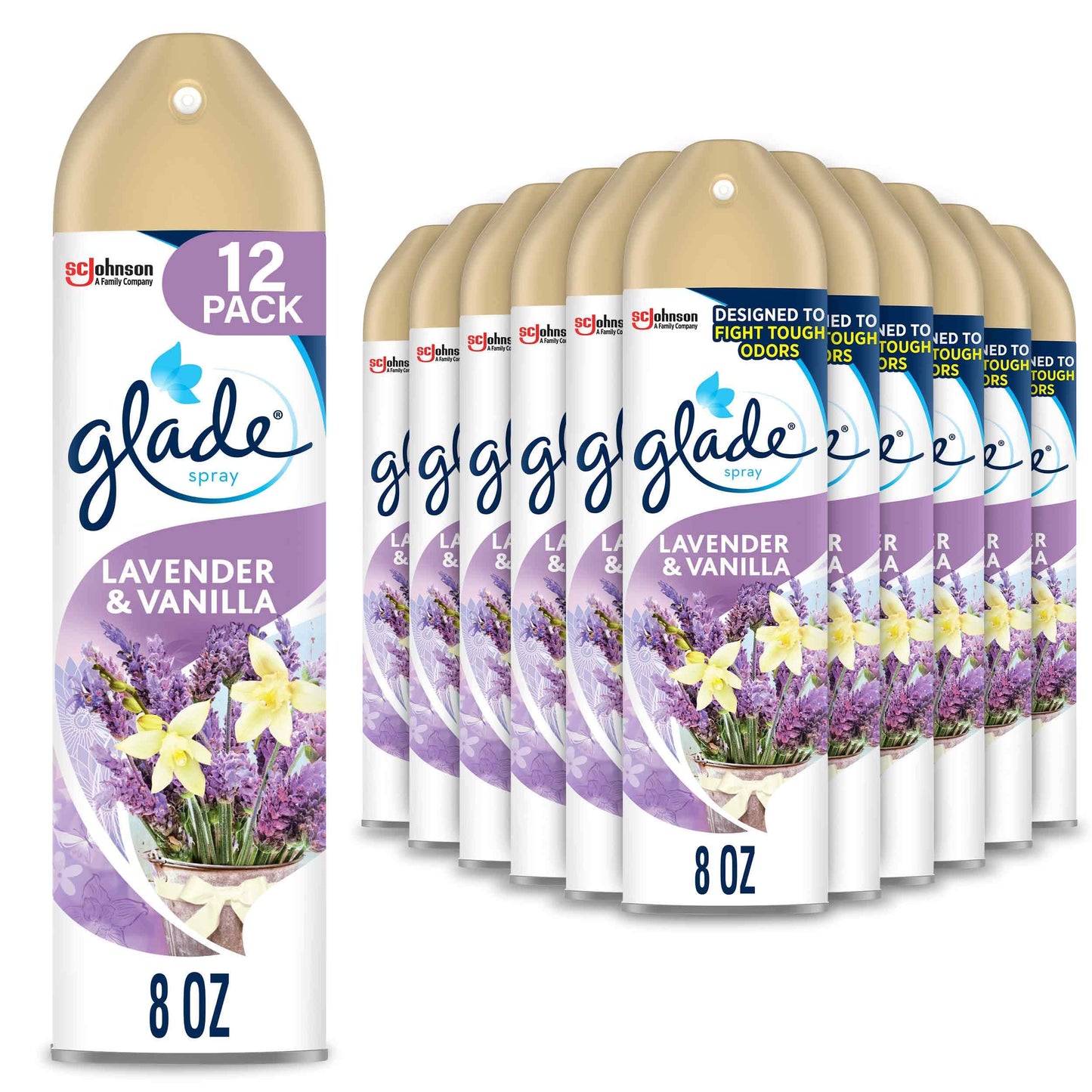 Glade Aerosol Air Freshener, Lavender and Vanilla, 8 Ounce (Pack of 12)