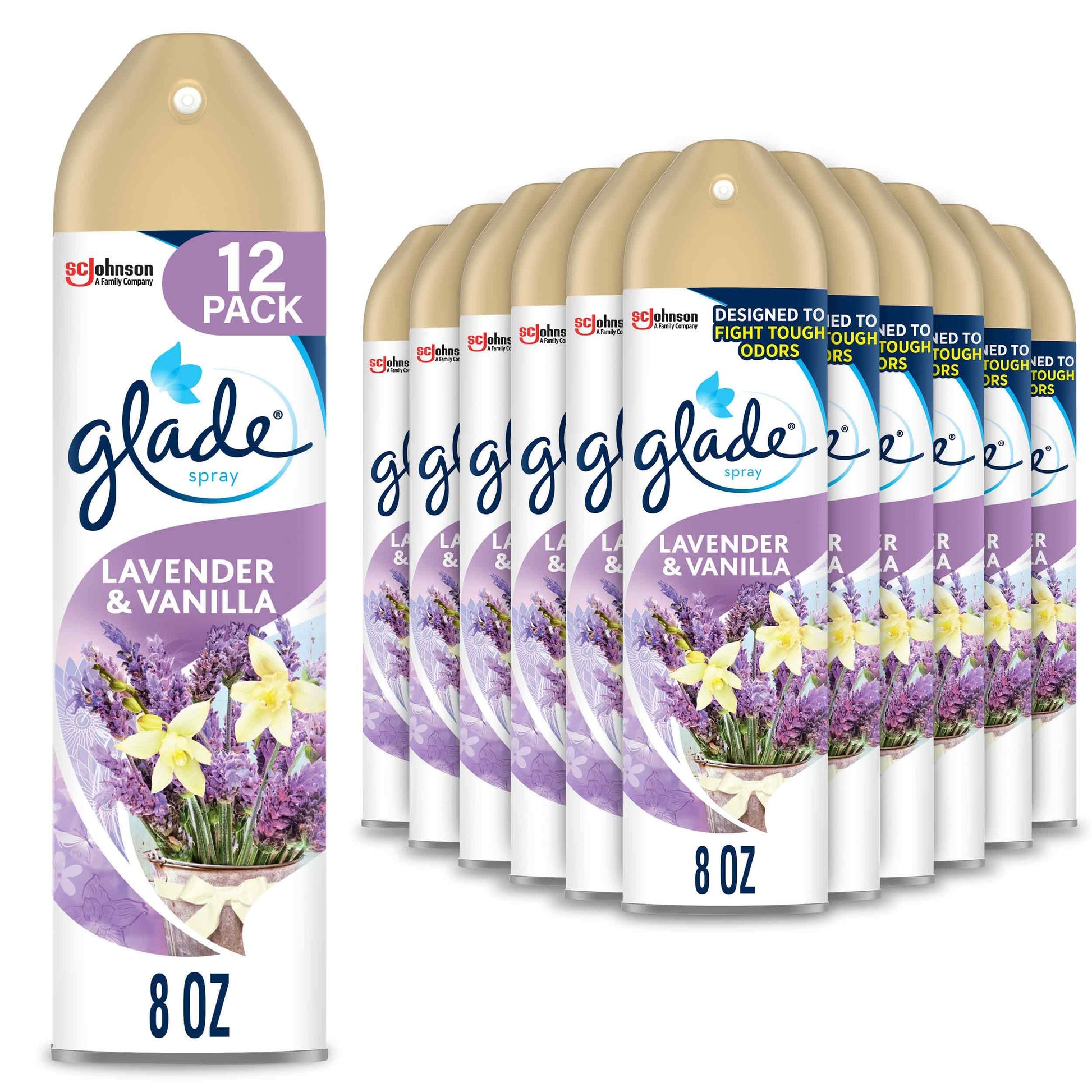 Glade Aerosol Air Freshener, Lavender and Vanilla, 8 Ounce (Pack of 12)