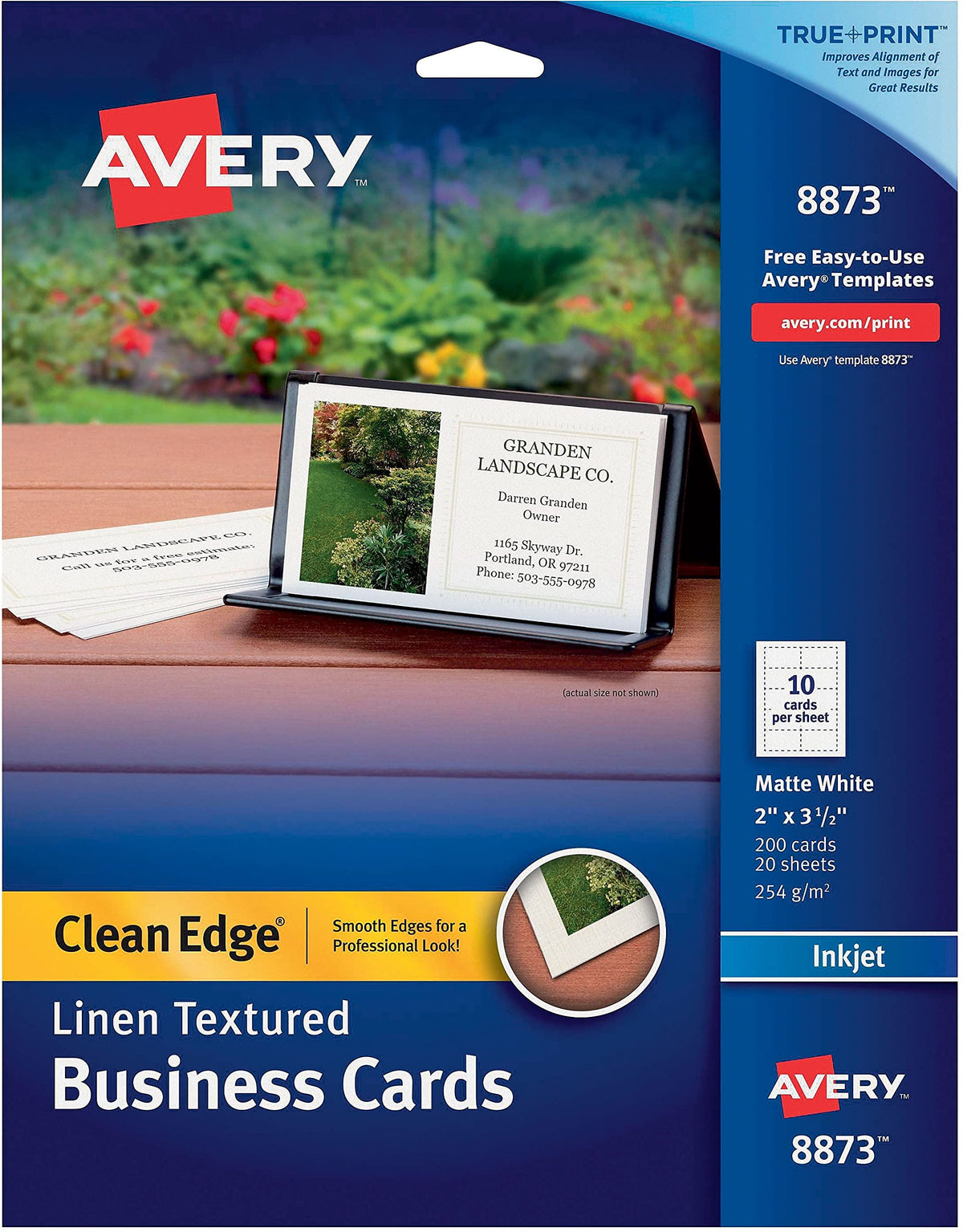 AVE8873 - Avery 2-Side Printable Clean Edge Business Cards
