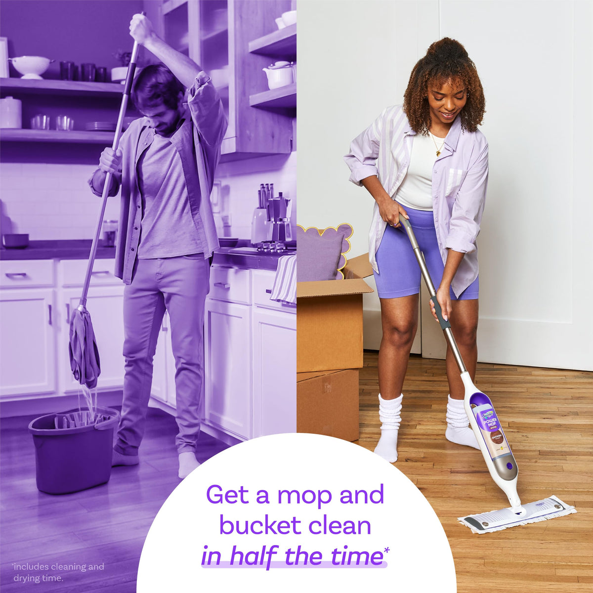 Swiffer PowerMop Wood Mopping Pad Refills for Floor Cleaning, 8 count