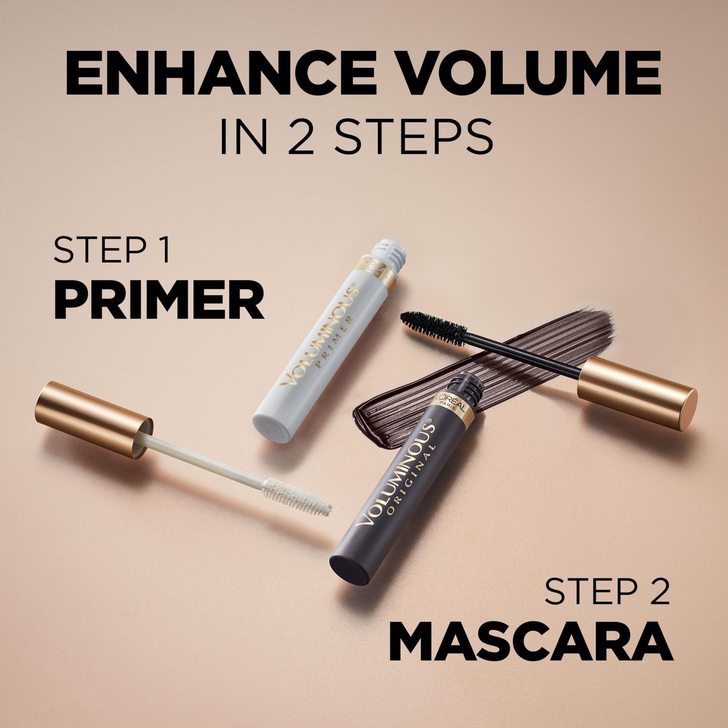 Lâ€™OrÃ©al Paris Makeup Voluminous Original Waterproof Mascara, Black Brown, 0.28 Fl Oz (Pack of 2)