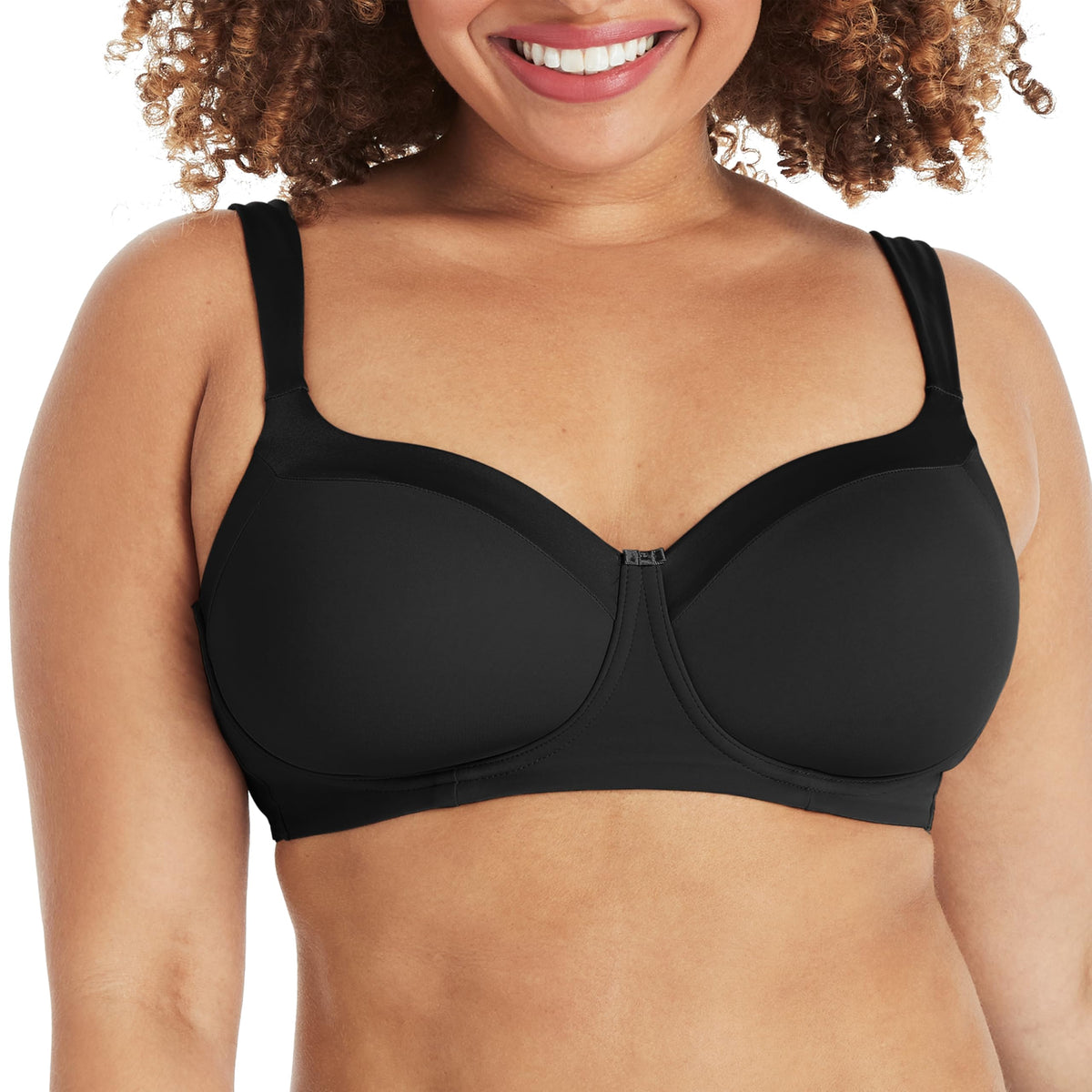 PLAYTEX Womens Secrets Full-coverage Wireless T-shirt For Full Figures, Us4824 Balconette Bra, Black, 38DD US