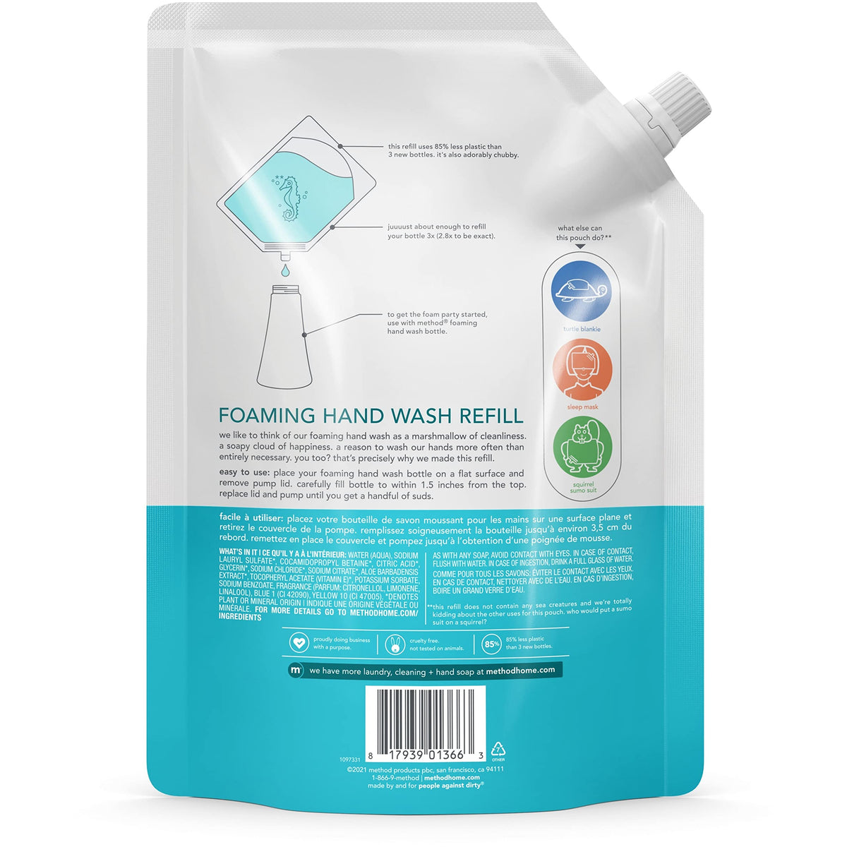 Method Foaming Hand Soap, Refill, Waterfall, 28 Fl Oz (Pack of 1)