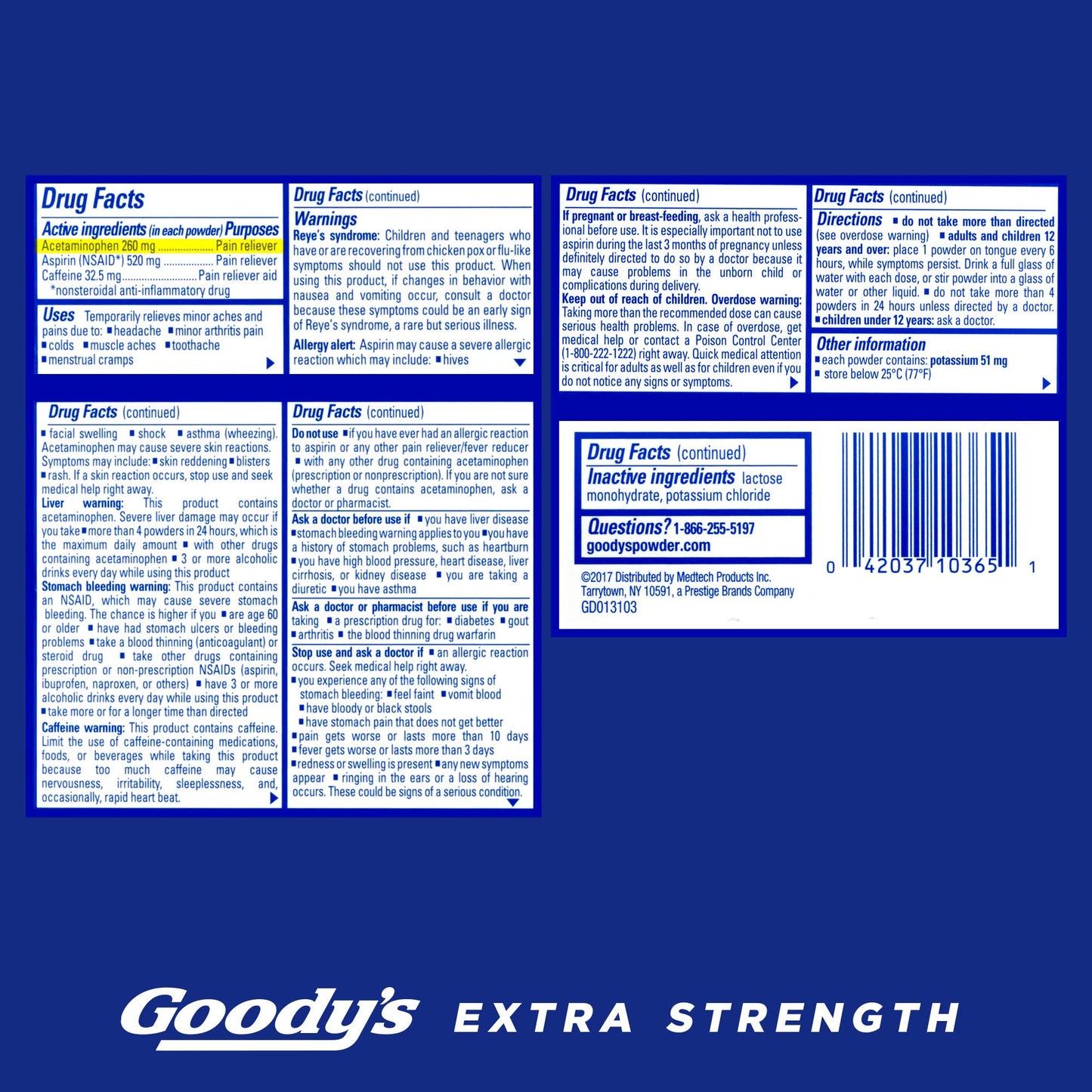 Goody’s Extra Strength Headache Powder, Headache Relief with Acetaminophen and Aspirin, Dissolve Packs, 24 Count