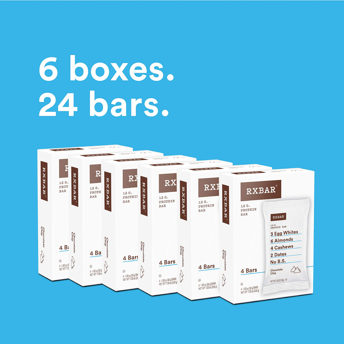 RXBAR Chocolate Chip, Protein Bar, Gluten Free, (24 Bars)