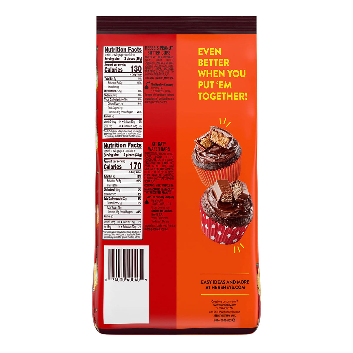 KIT KAT and REESE'S Assorted Milk Chocolate Flavored Candy Party Pack, 33.36 oz