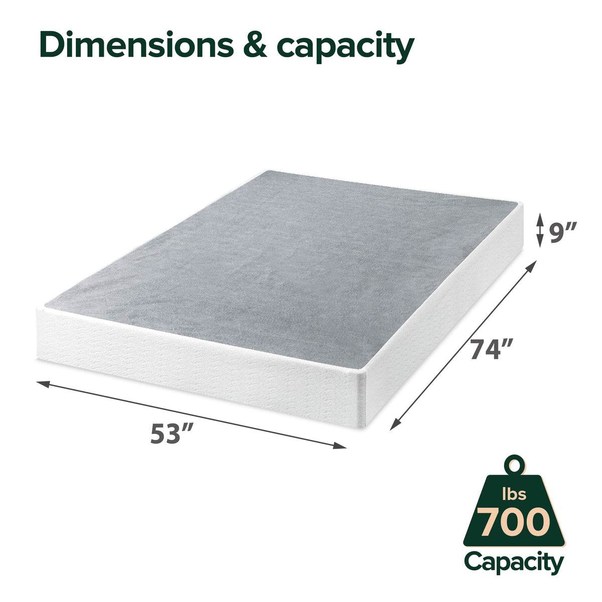 ZINUS 9 Inch Metal Smart Box Spring with Quick Assembly, Mattress Foundation, Strong Metal Frame, Easy Assembly, Full