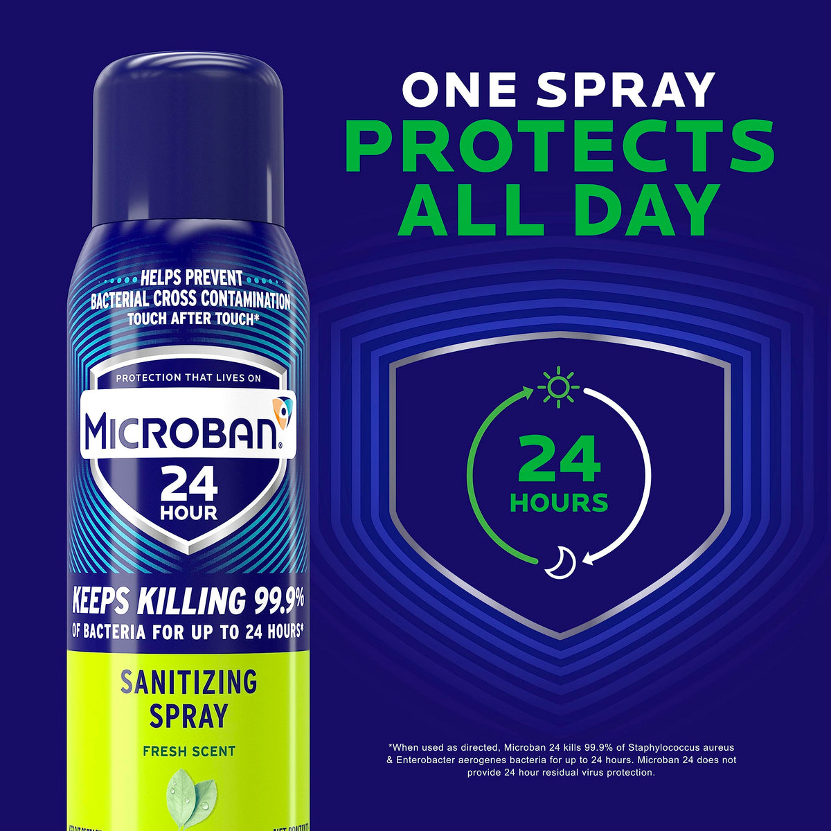 Microban 24 Hour Disinfectant Sanitizing Spray, Fresh Scent, 15oz