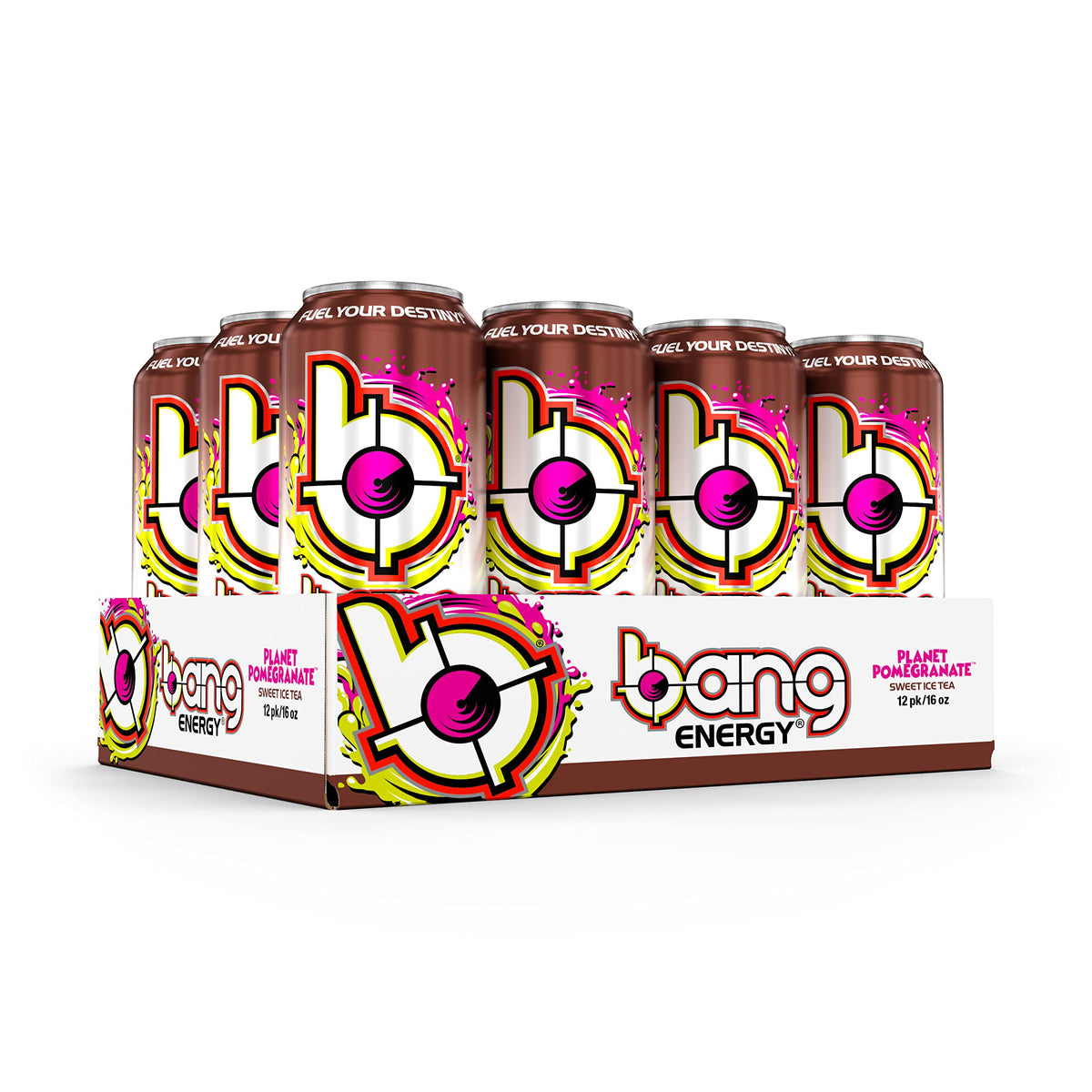 Bang Energy Planet Pomegranate Sweet Tea, Sugar-Free Energy Drink, 16 Ounces (Pack of 12)