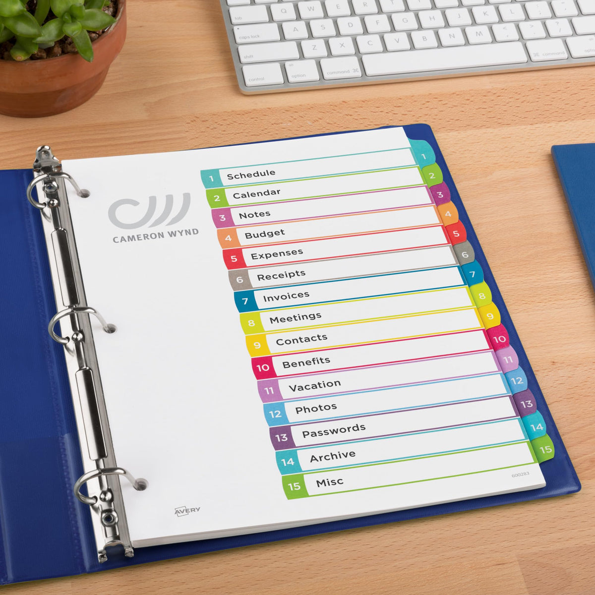 Avery 15 Tab Dividers for 3 Ring Binders, Customizable Table of Contents, Multicolor Tabs, 1 Set (11845)