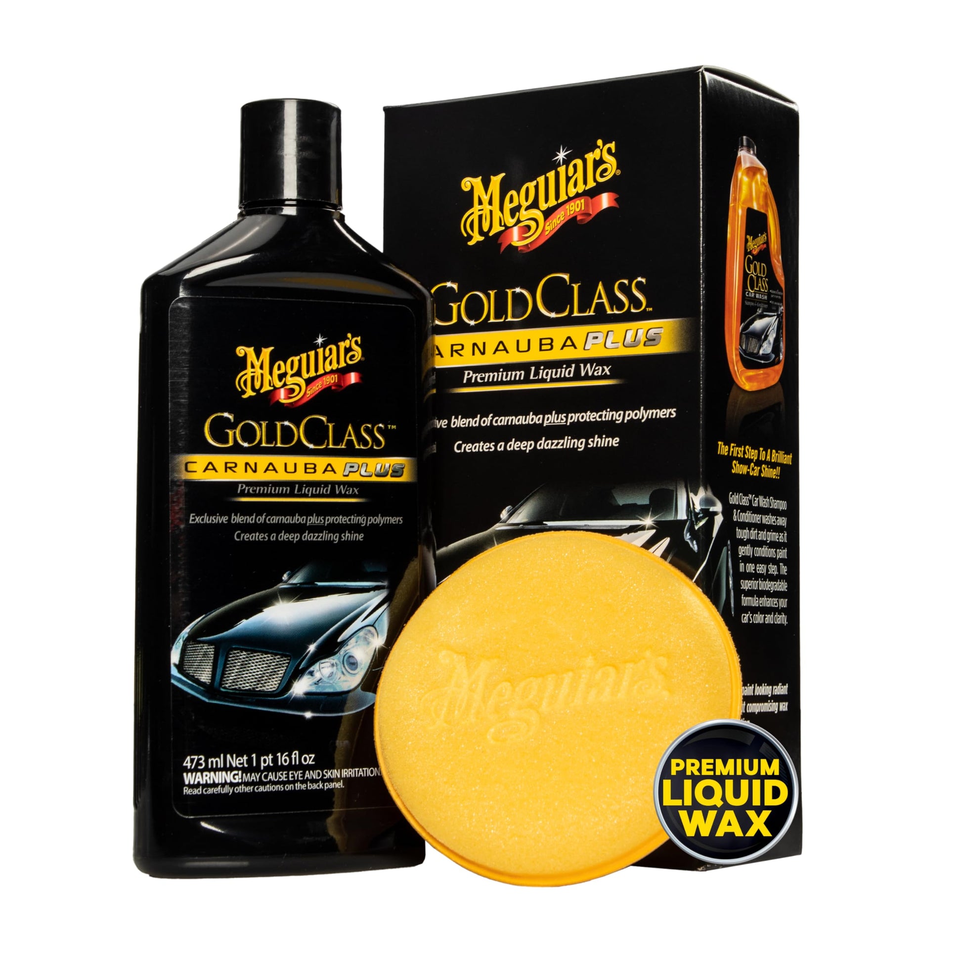 Meguiar's Gold Class Carnauba Plus Premium Liquid Wax - Long-lasting Protection, Deep Shine, Easy Application - The Perfect Car Wax for All Vehicles with Glossy Paint - 16 Oz