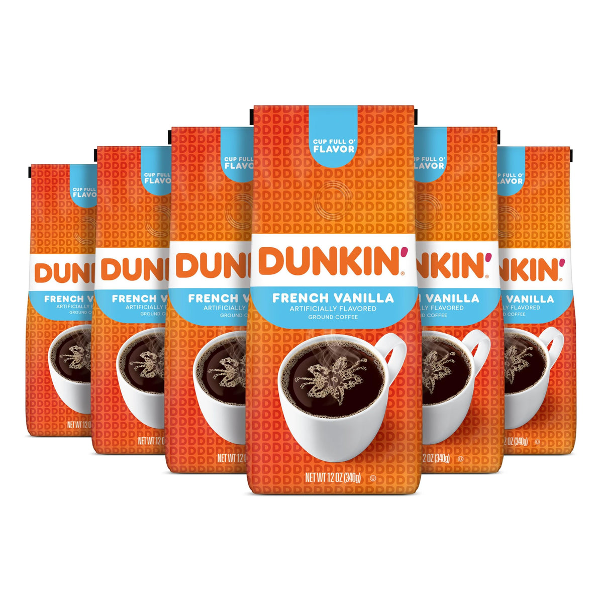 Dunkin' French Vanilla Flavored Ground Coffee, 12 Ounces (Pack of 6)