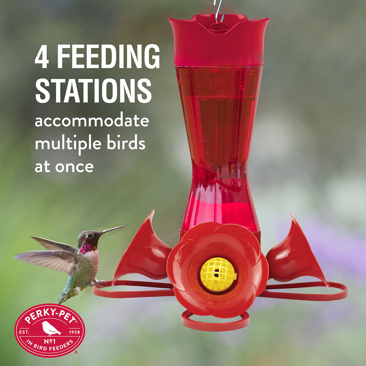 Perky-Pet 203CPBR Pinchwaist Hummingbird Feeder, Red Glass