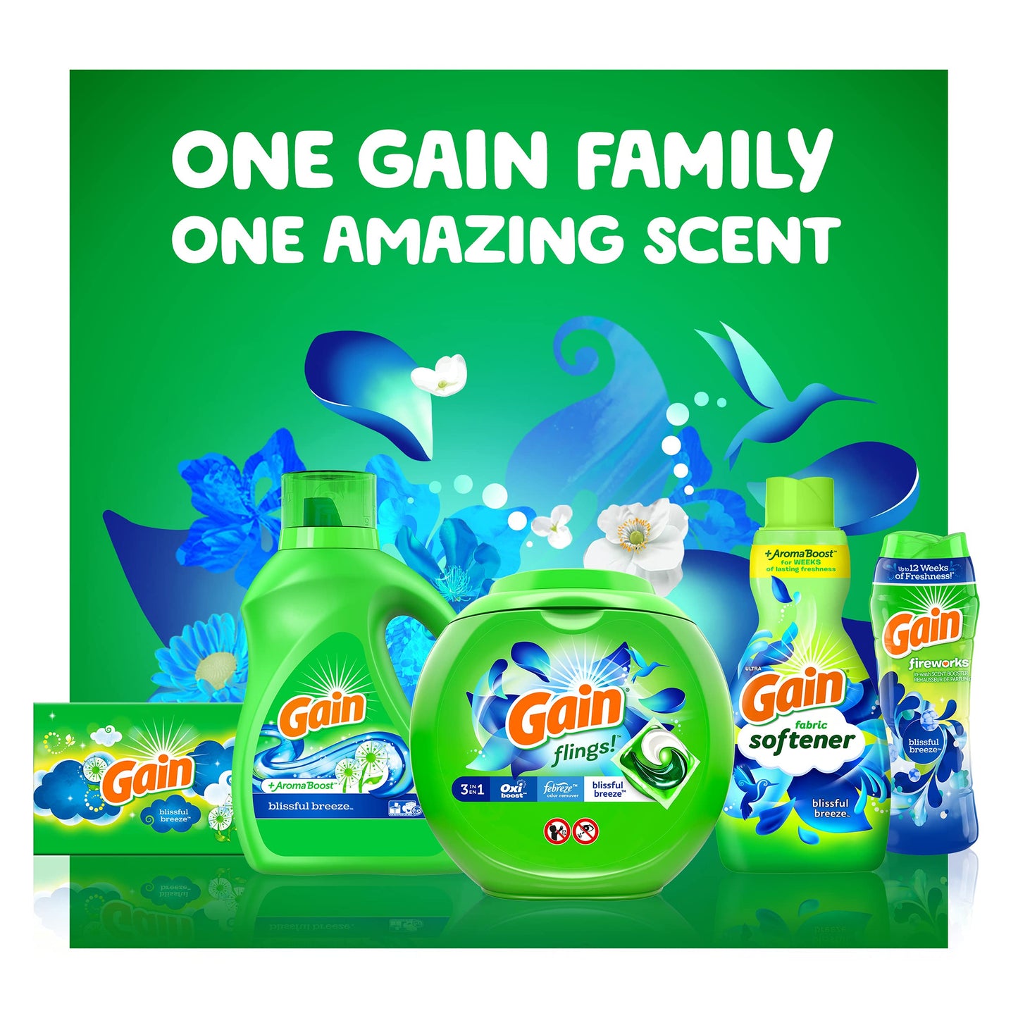 Gain Laundry Fabric Softener Liquid, Blissful Breeze, 48 Loads, He Compatabile, 41 Fl Oz, Pack of 4