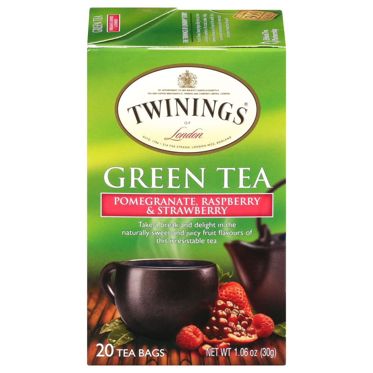 Twining Tea Green Pomegranate, Raspberry, Strawberry, 20 ct
