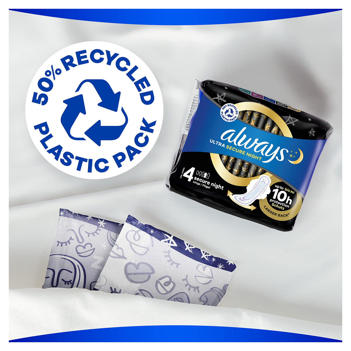 Always Ultra Sanitary Towels/Pads with Wings, Secure Night Size 4, Ultra Thin, 80 Towels (20 x 4 Packs), Super Saving Box, Odour Neutraliser, Super Absorbent Core