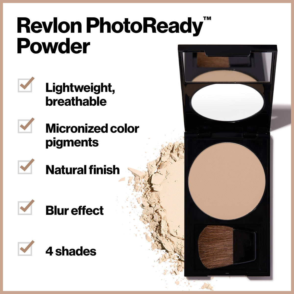 Revlon PhotoReady Blurring Face Powder Makeup, Longwear, Light-Medium Coverage with Flawless Finish, Shine & Oil-Free, 030 Medium Deep, 0.25 oz