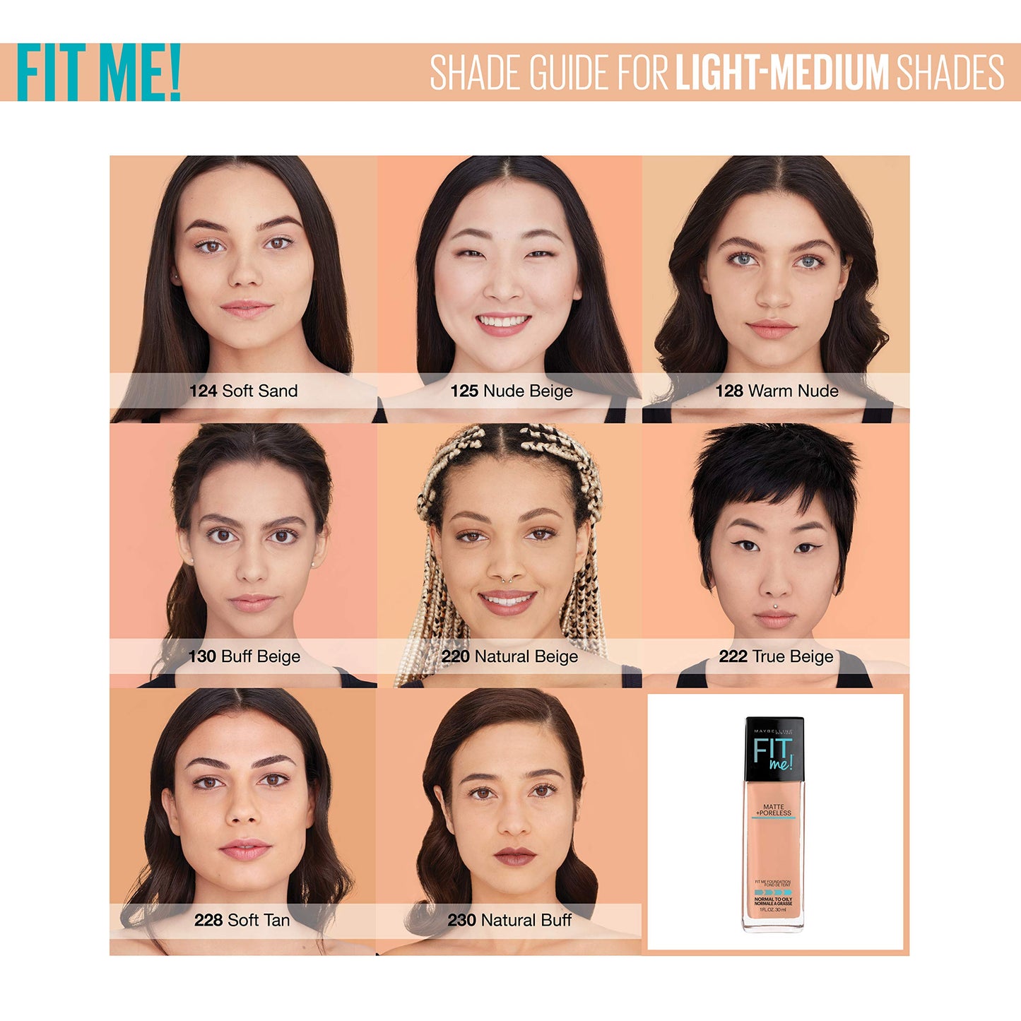 Maybelline New York Fit Me Matte + Poreless Liquid Foundation Makeup, Nude Beige, 2 COUNT Oil-Free Foundation, 2 Oz