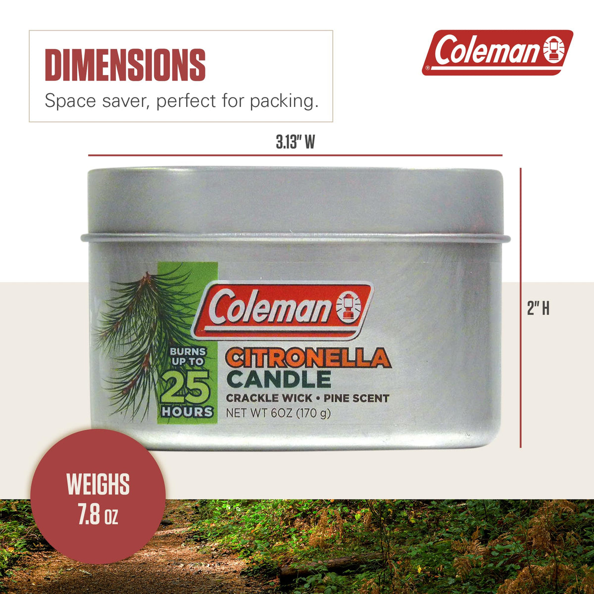Coleman Scented Tin Citronella Candle - 3 Pack, S'Mores, Pine and Campfire