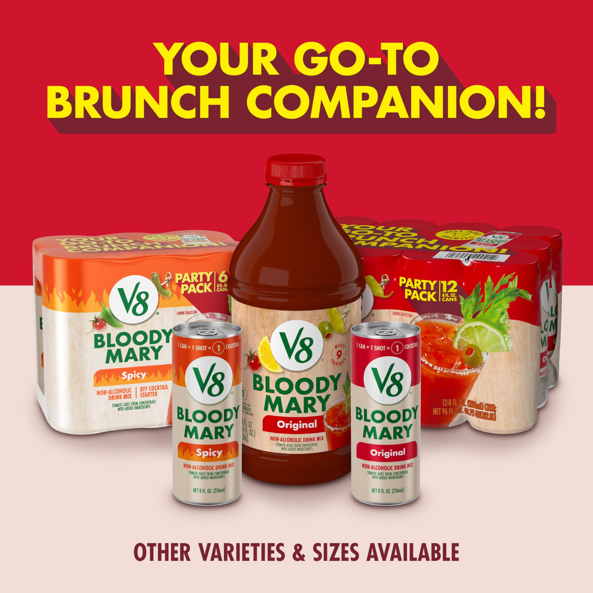 V8 Bloody Mary Mix, 8 fl oz Can (4 Cases of 6 Cans)